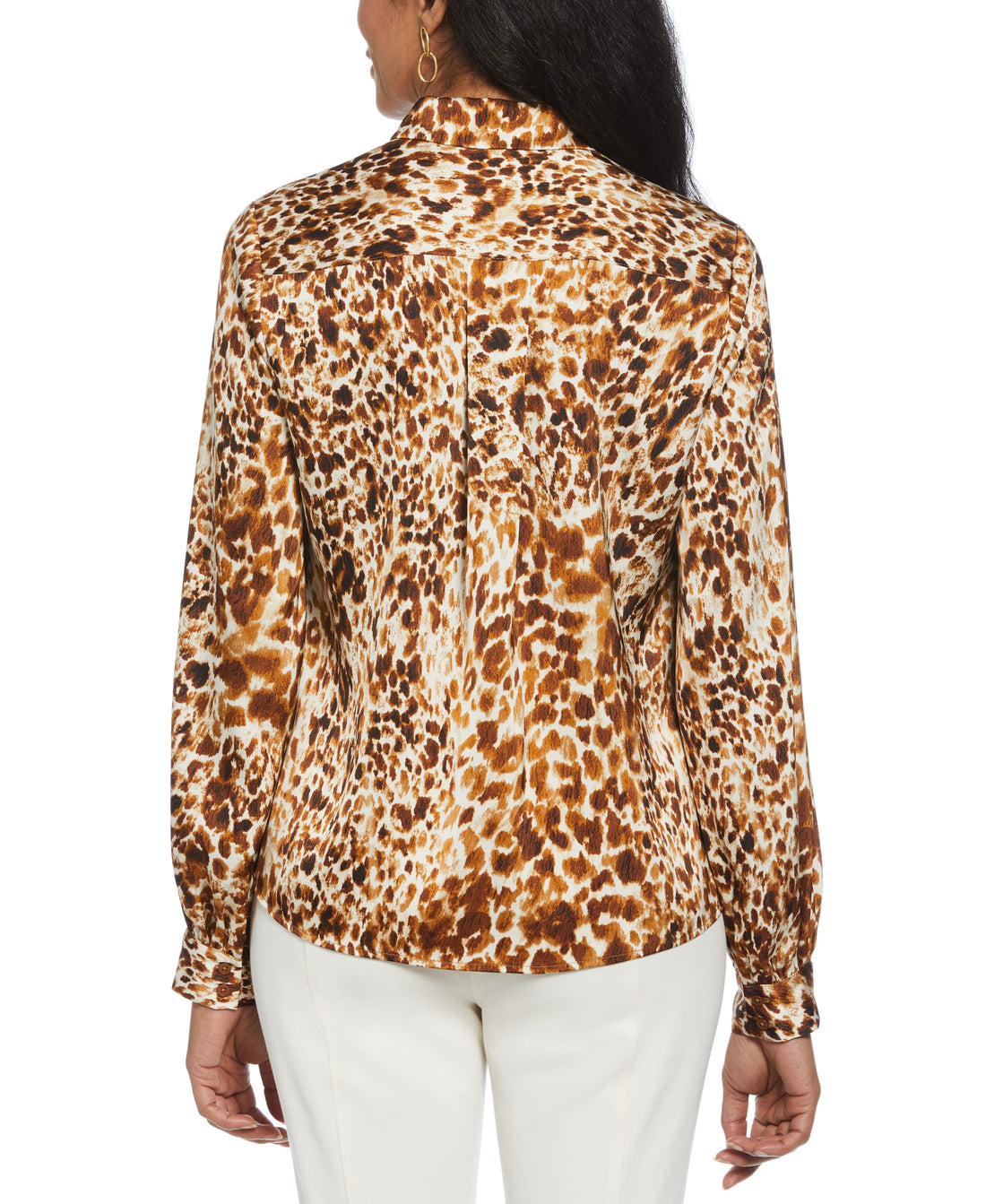 Animal Print Shine Puff Sleeve Blouse