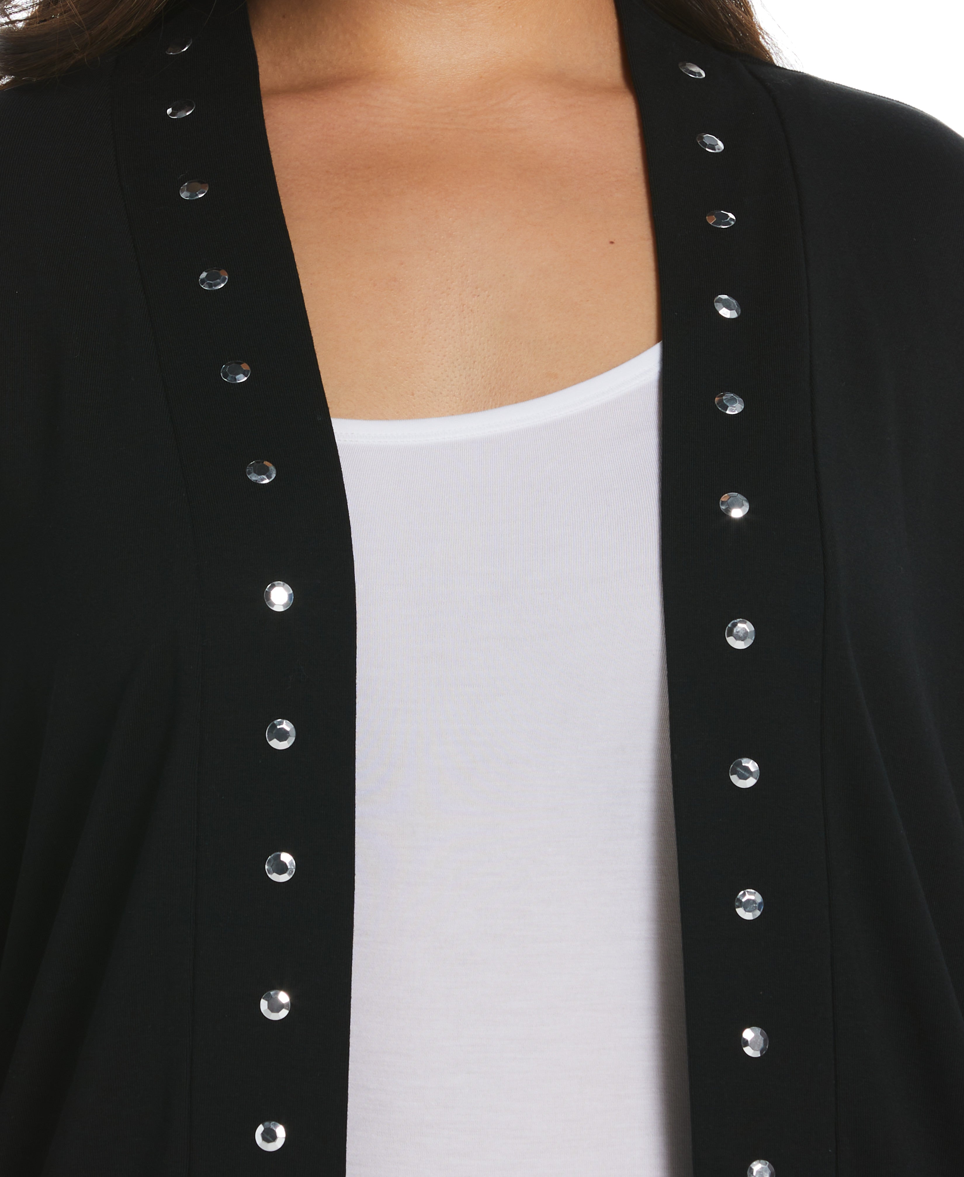 Plus Size Cardigan with Hardware Trim