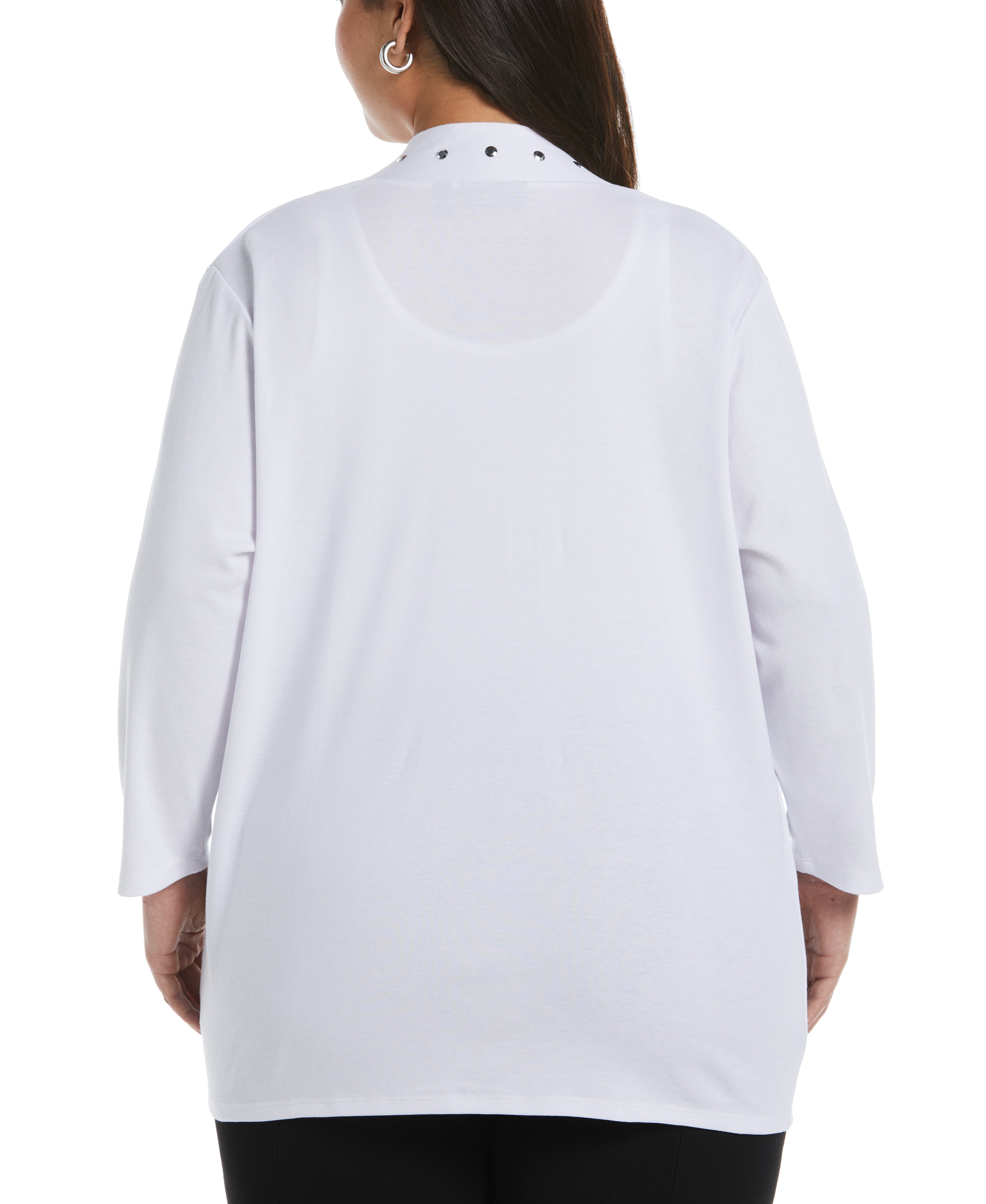 Plus Size Cardigan with Hardware Trim