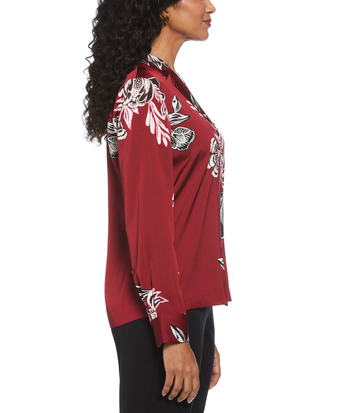 Floral Print Shine Satin Blouse