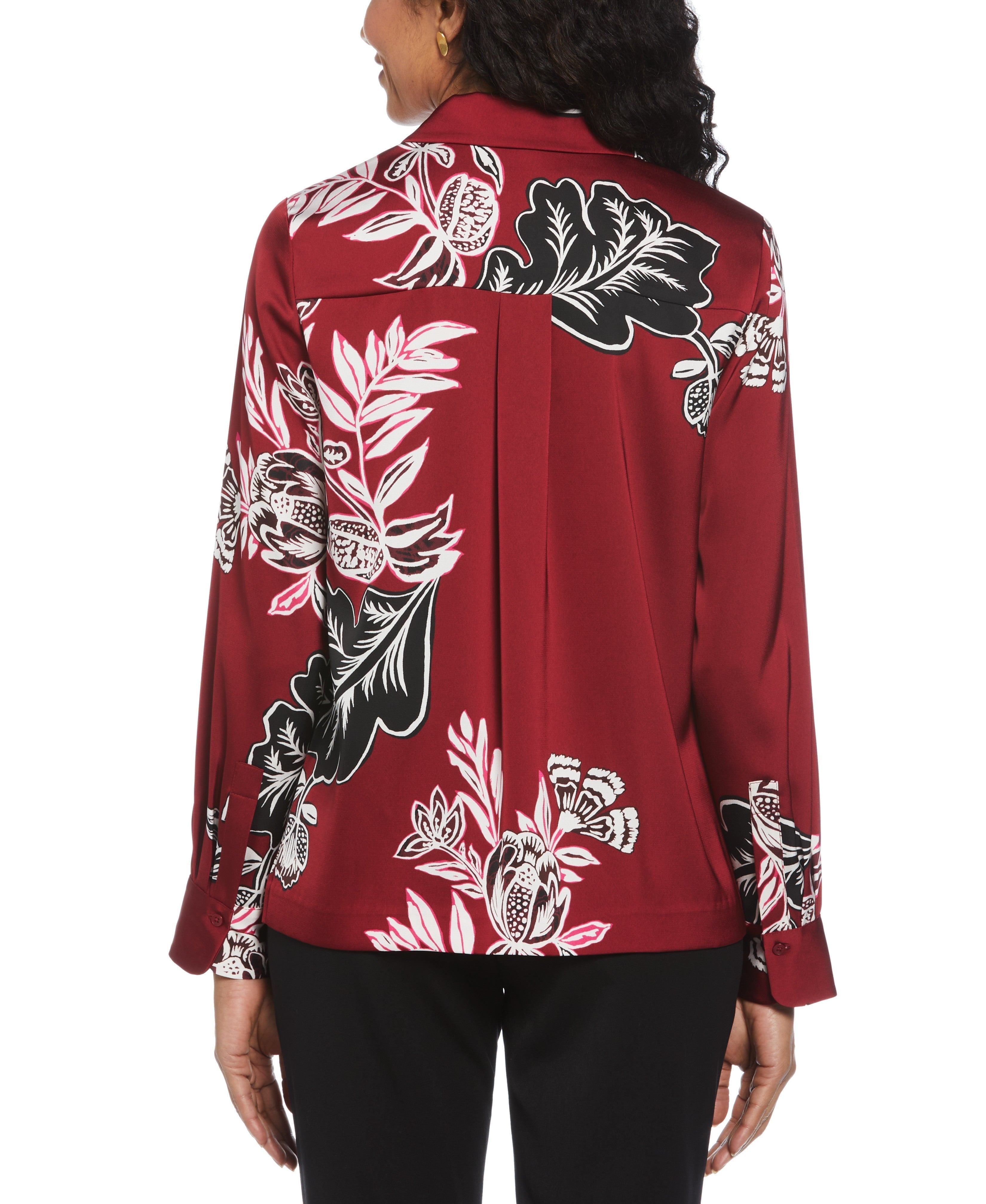 Floral Print Shine Satin Blouse