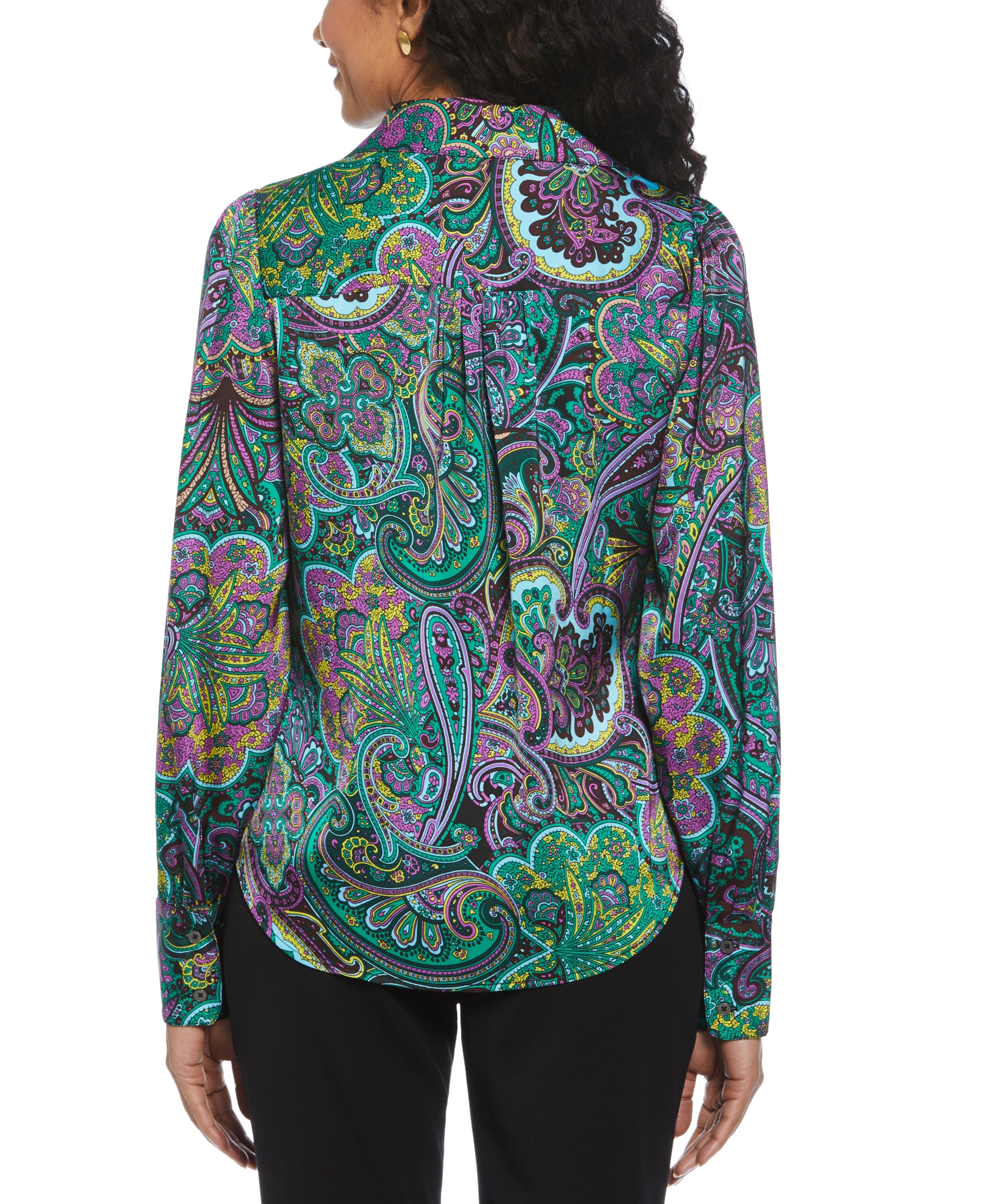 Paisley Print Shine Satin Blouse