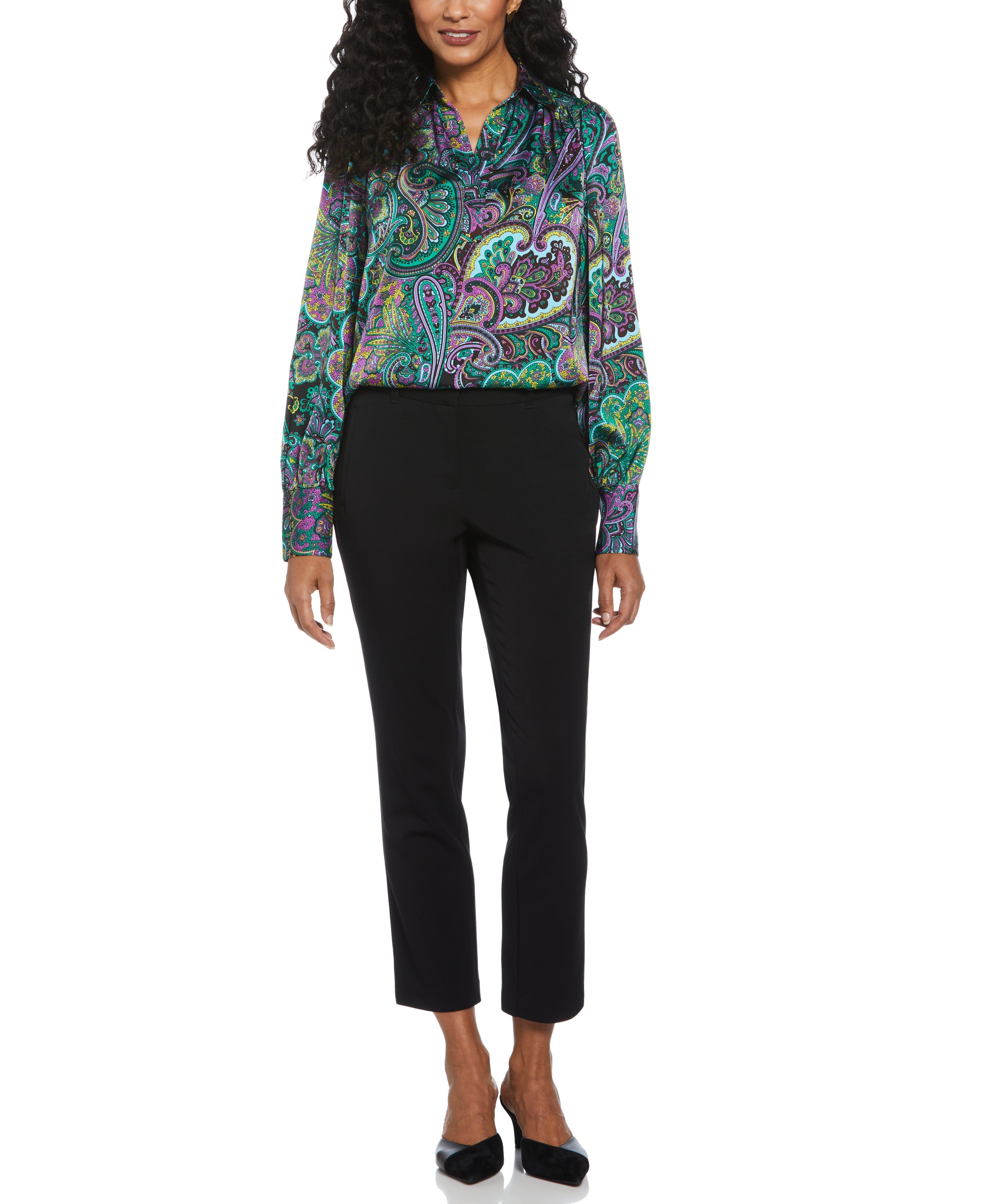 Paisley Print Shine Satin Blouse