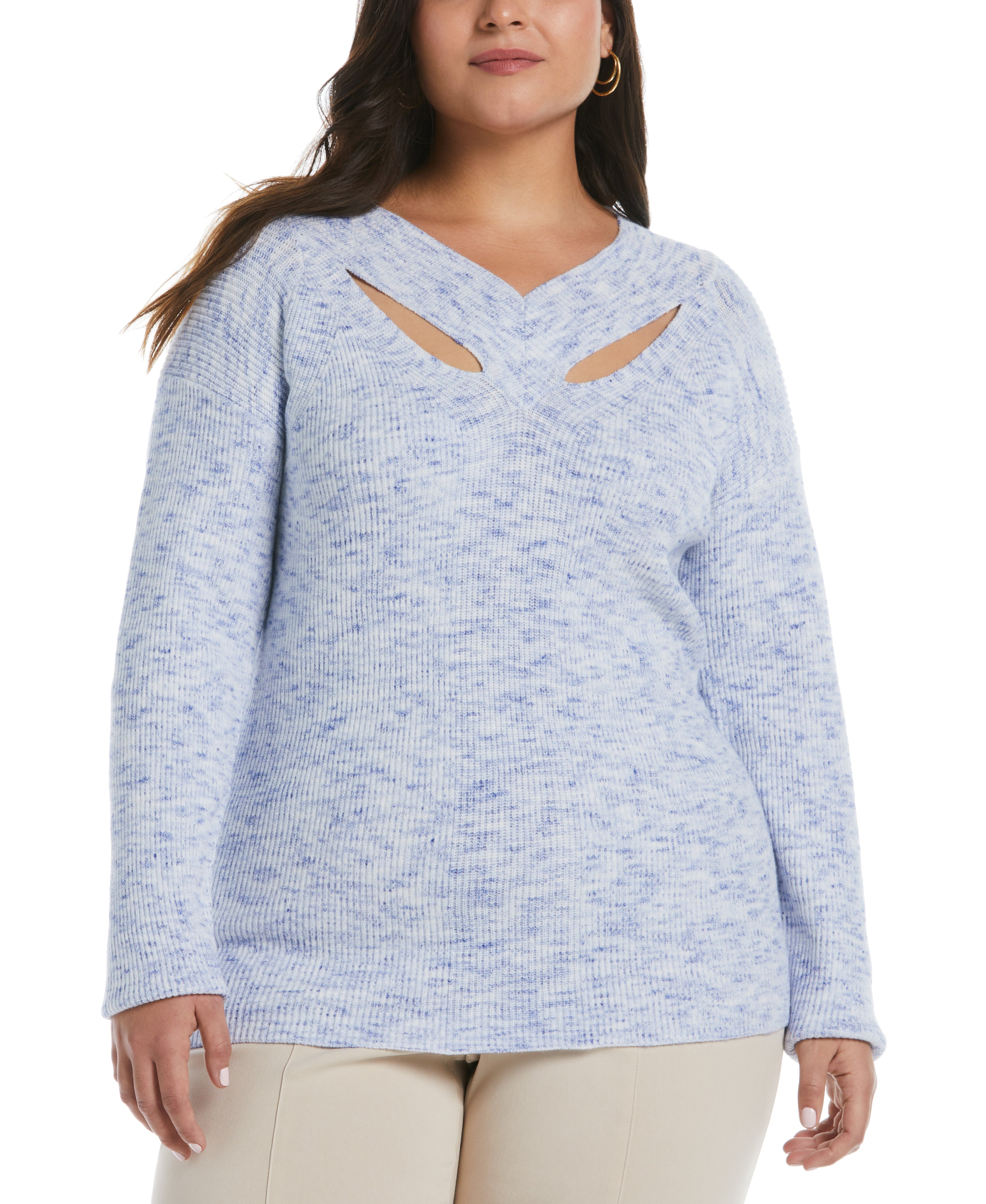 Plus Size Cutout Neck Sweater