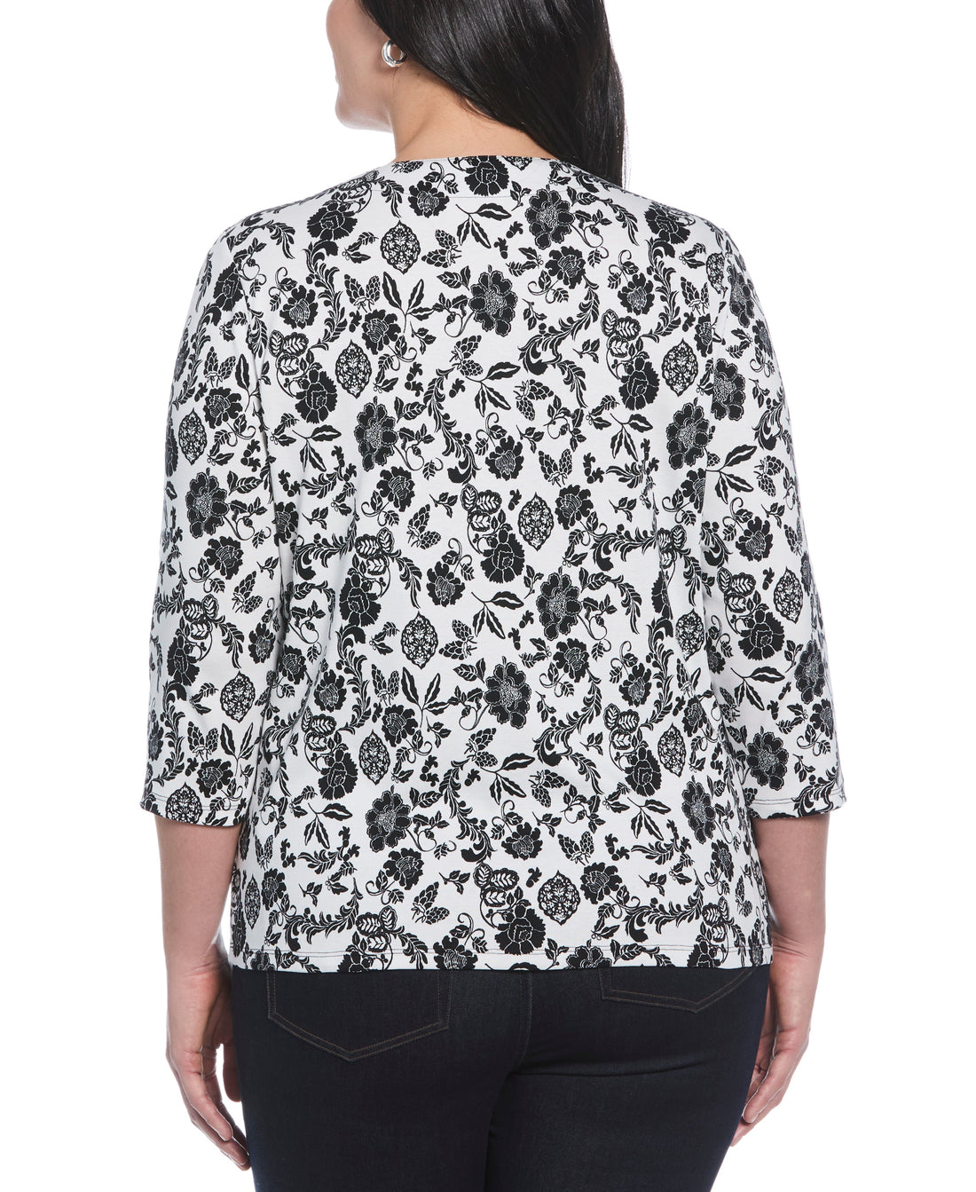 Plus Size Floral Print Lace Up Shirt