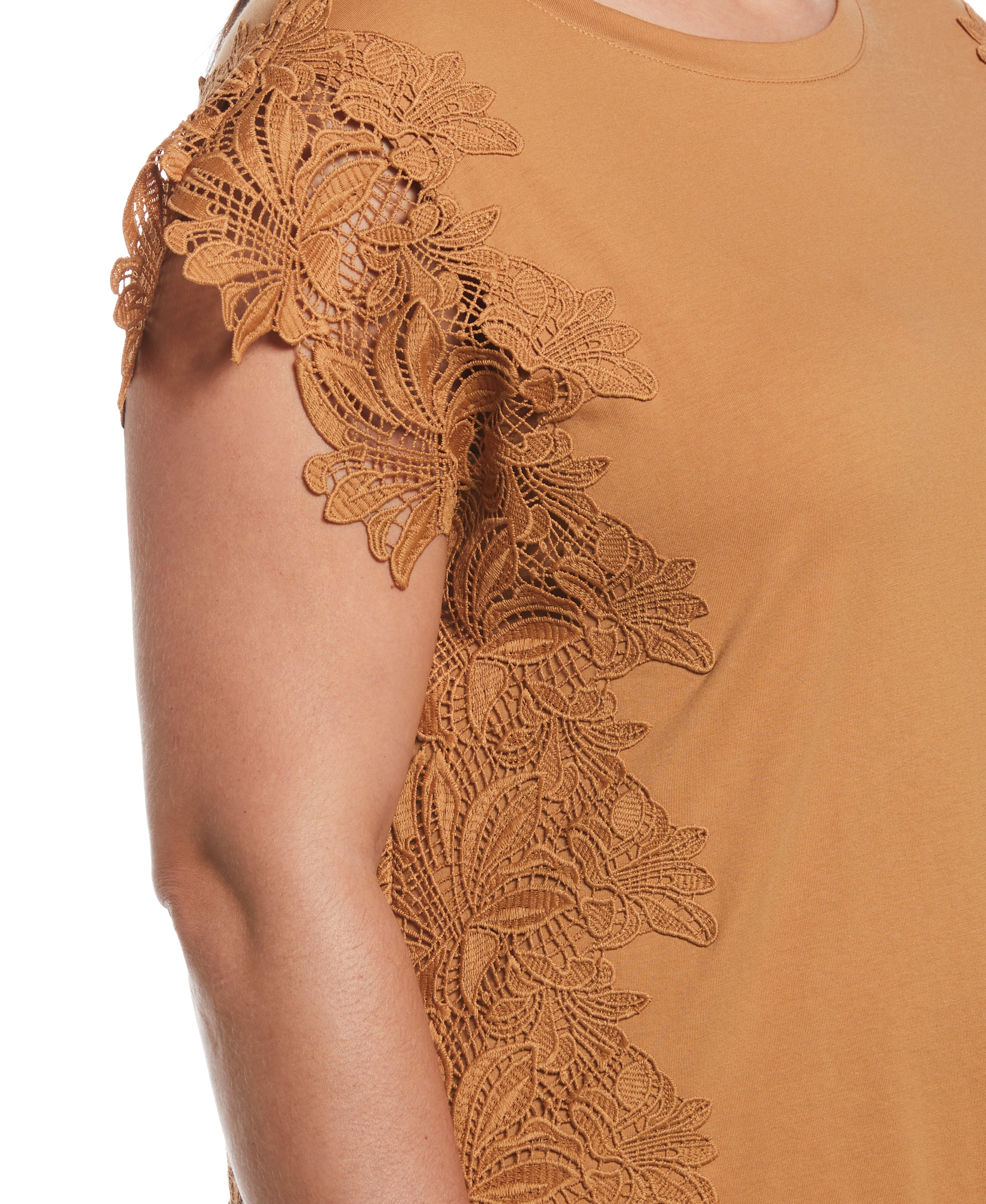 Plus Size Knit Top with Lace Detail