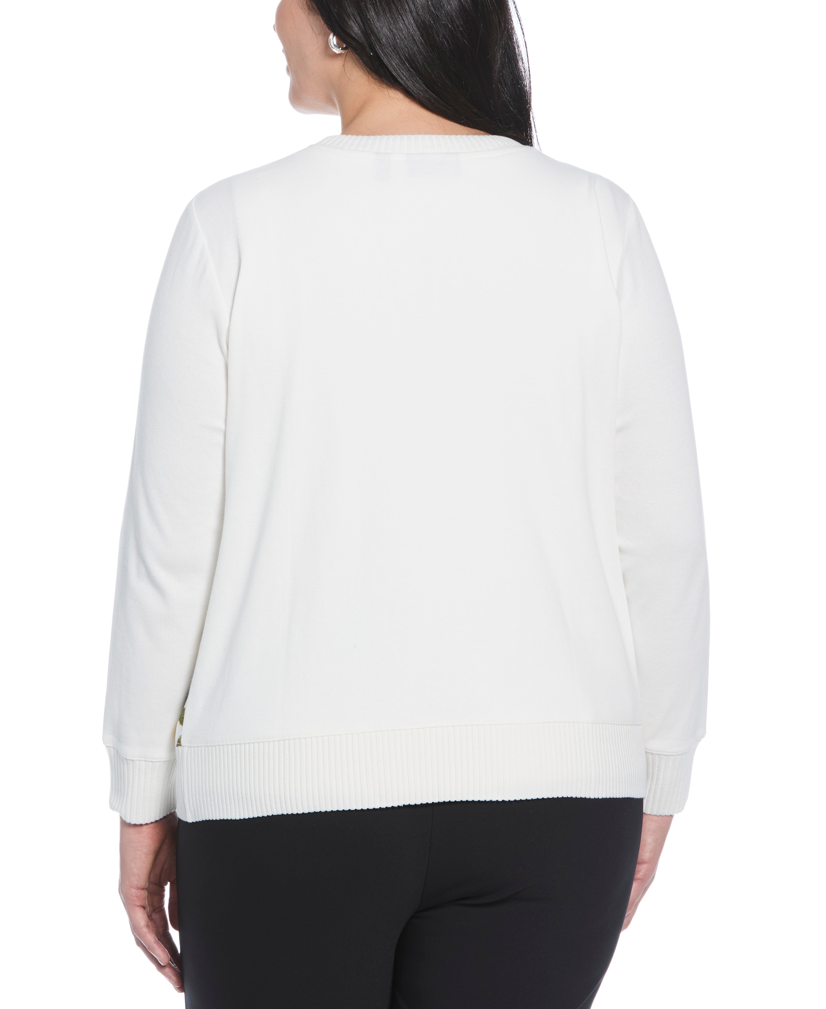 Plus Size Lemon Print Woven Front Cardigan