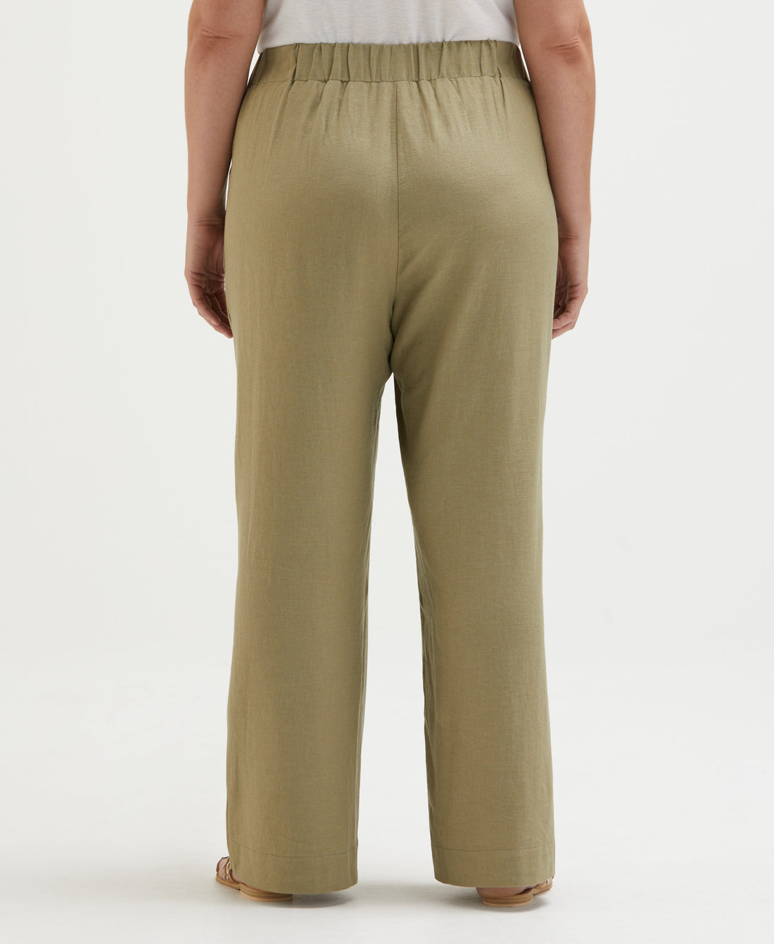 Plus Size Linen Blend Pleated Wide Leg Pant