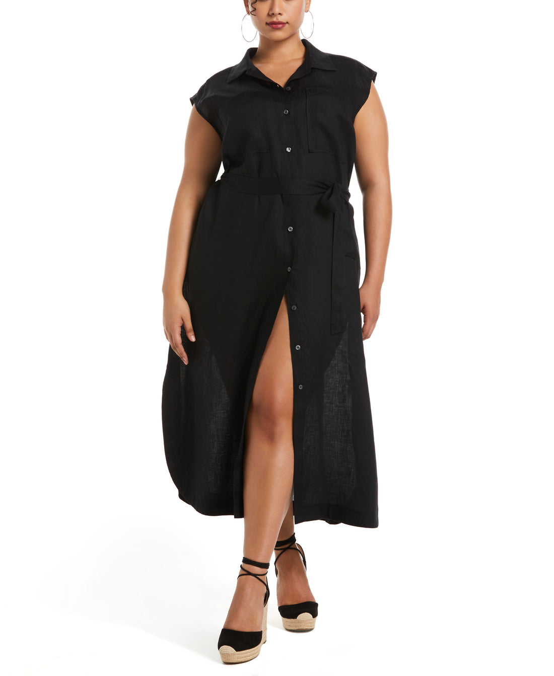 Plus Size Linen Shirtdress