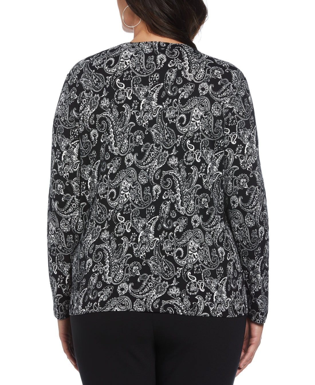 Plus Size Paisley Print Button Detail Top
