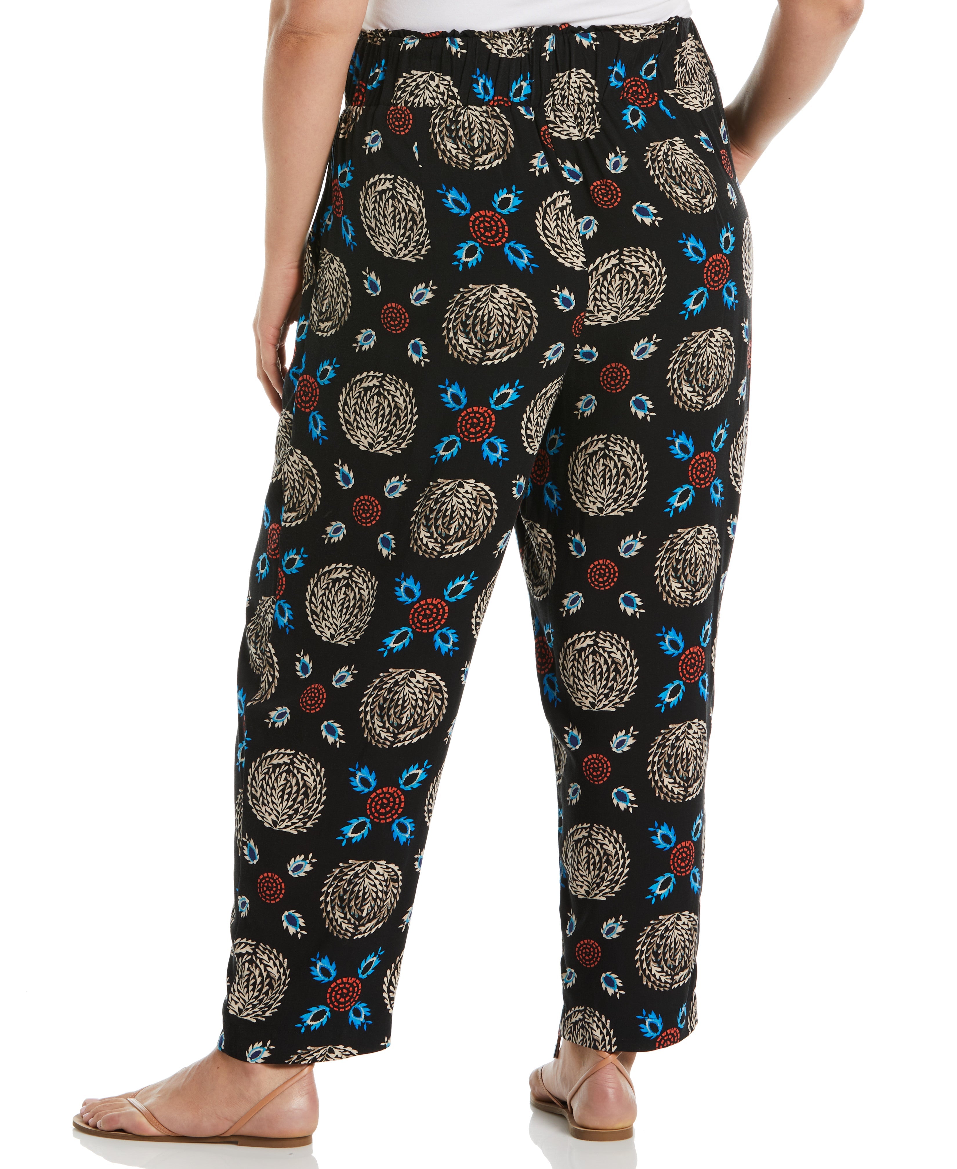 Plus Size Print Paper Bag Ankle Pant