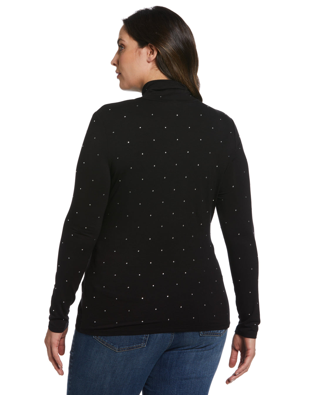 Plus Size Rhinestone Turtleneck
