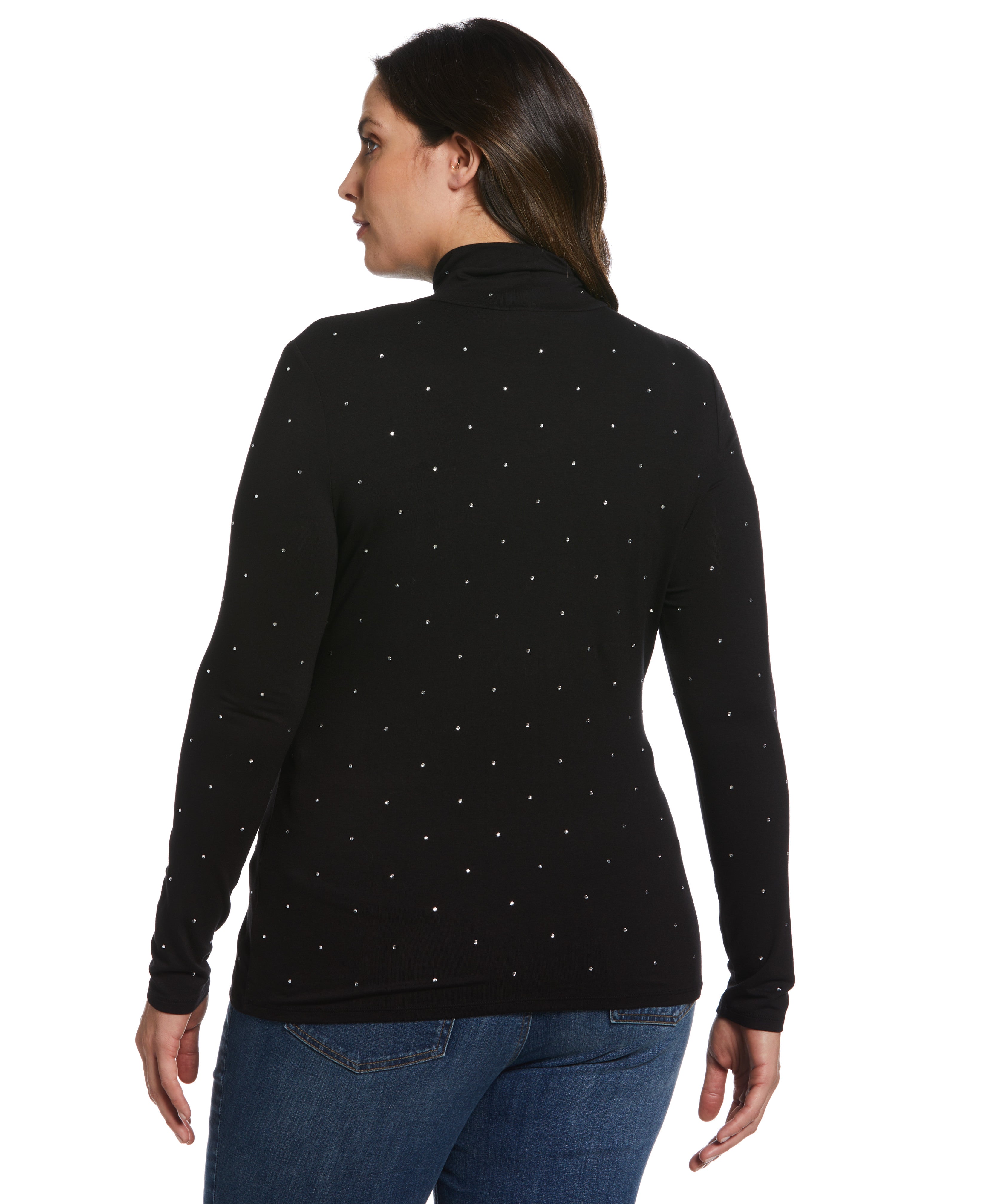 Plus Size Rhinestone Turtleneck