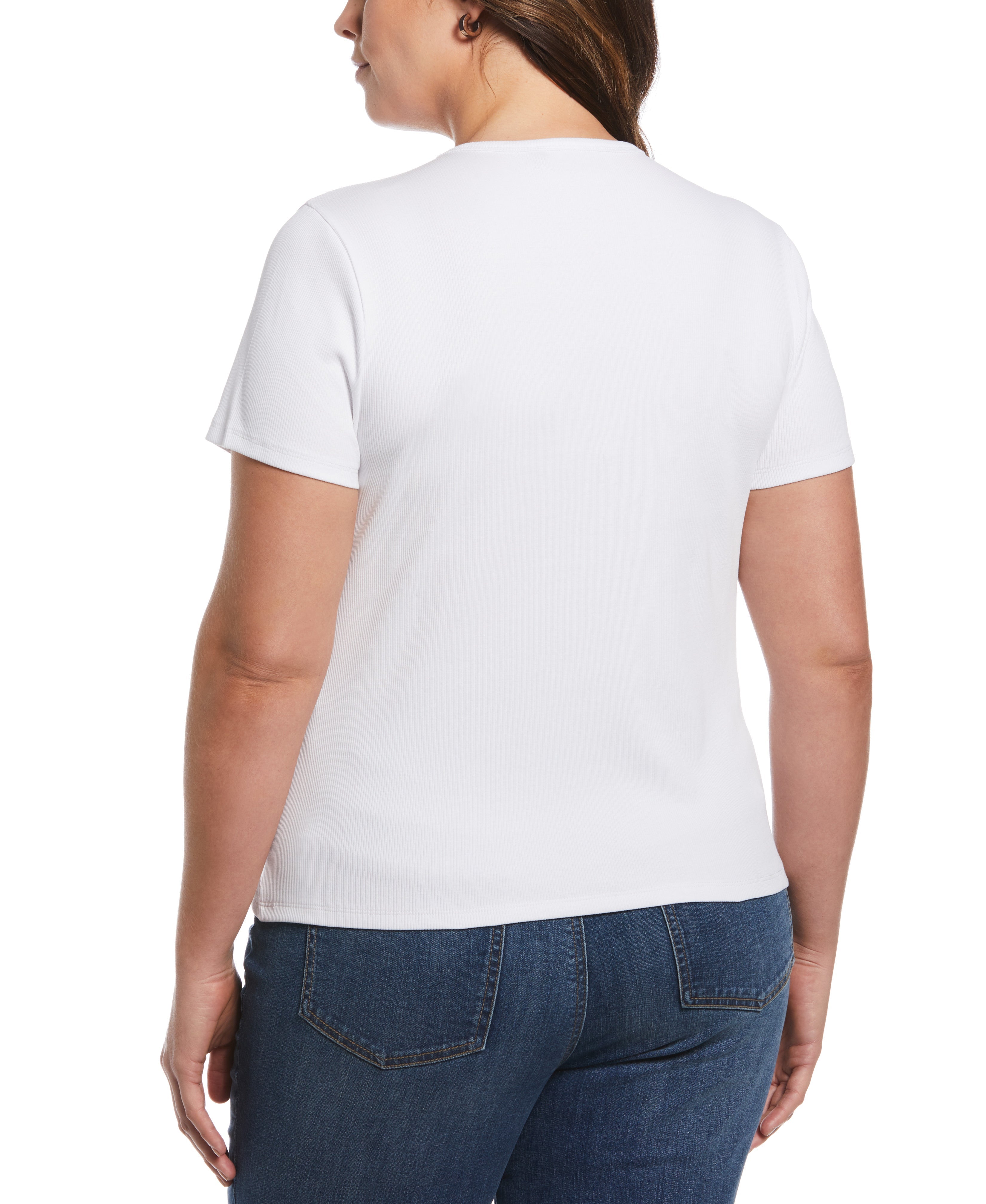 Plus Size Ribbed Crew Neck Tee