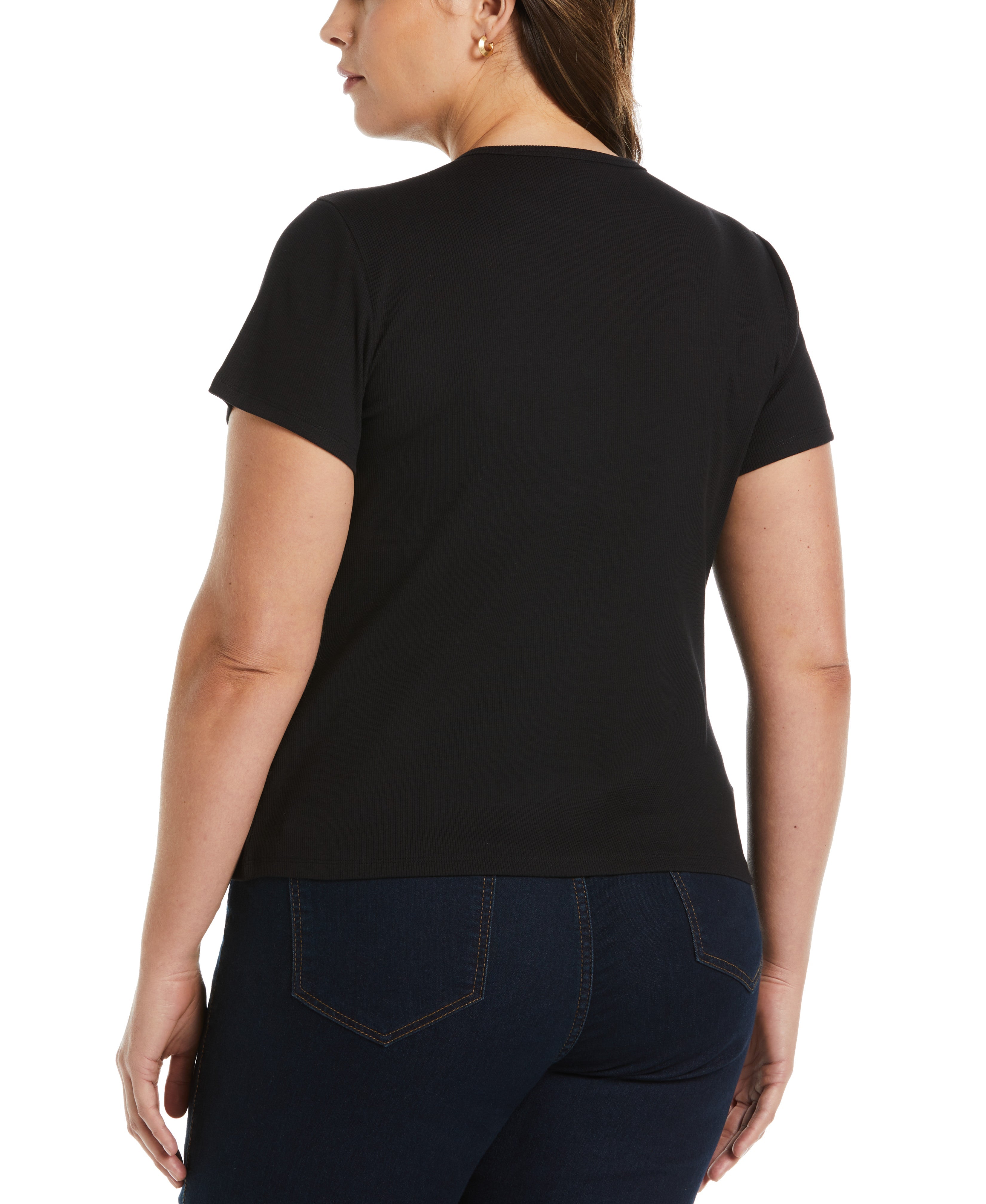 Plus Size Ribbed Crew Neck Tee