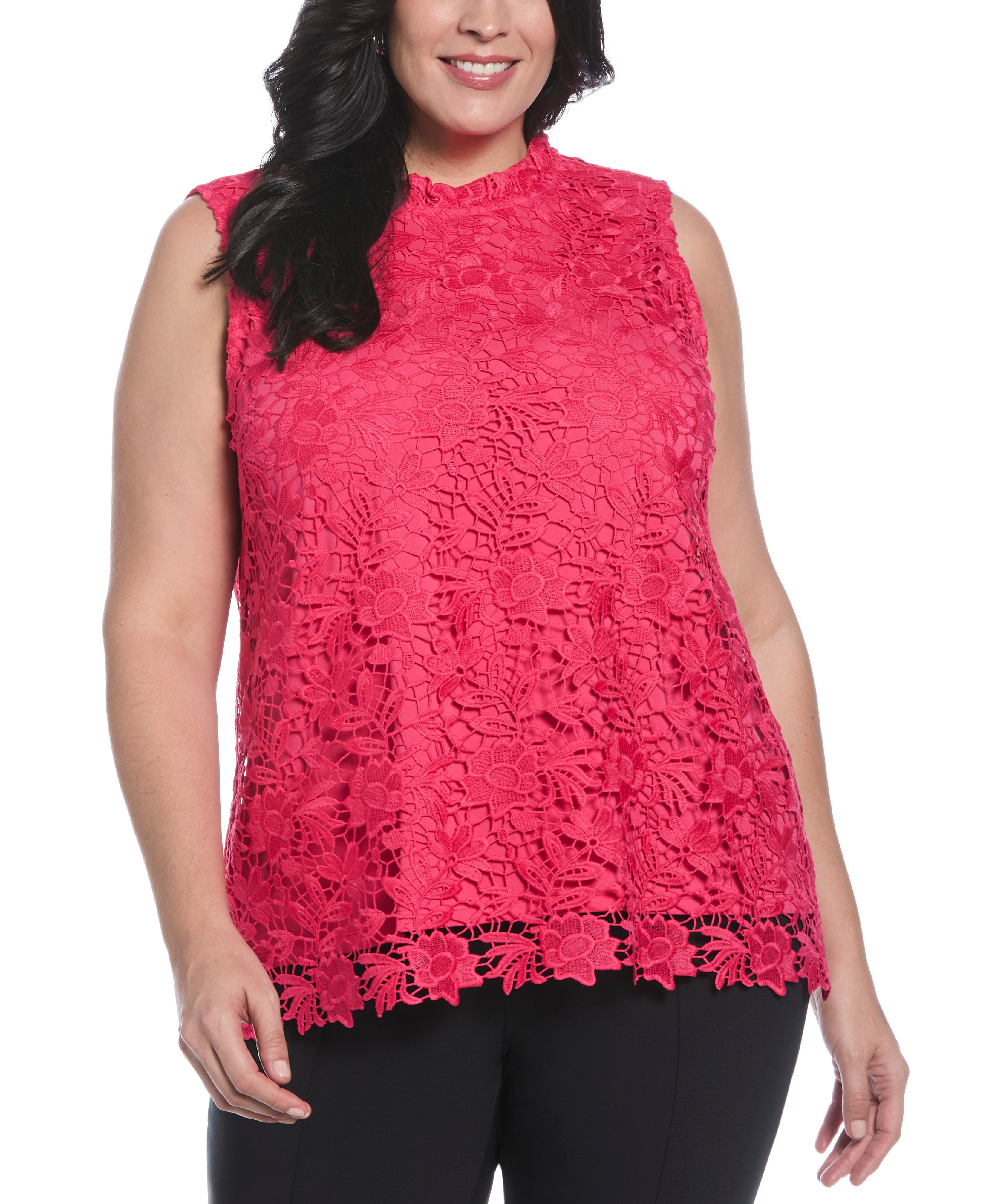 Plus Size Scalloped Lace Top