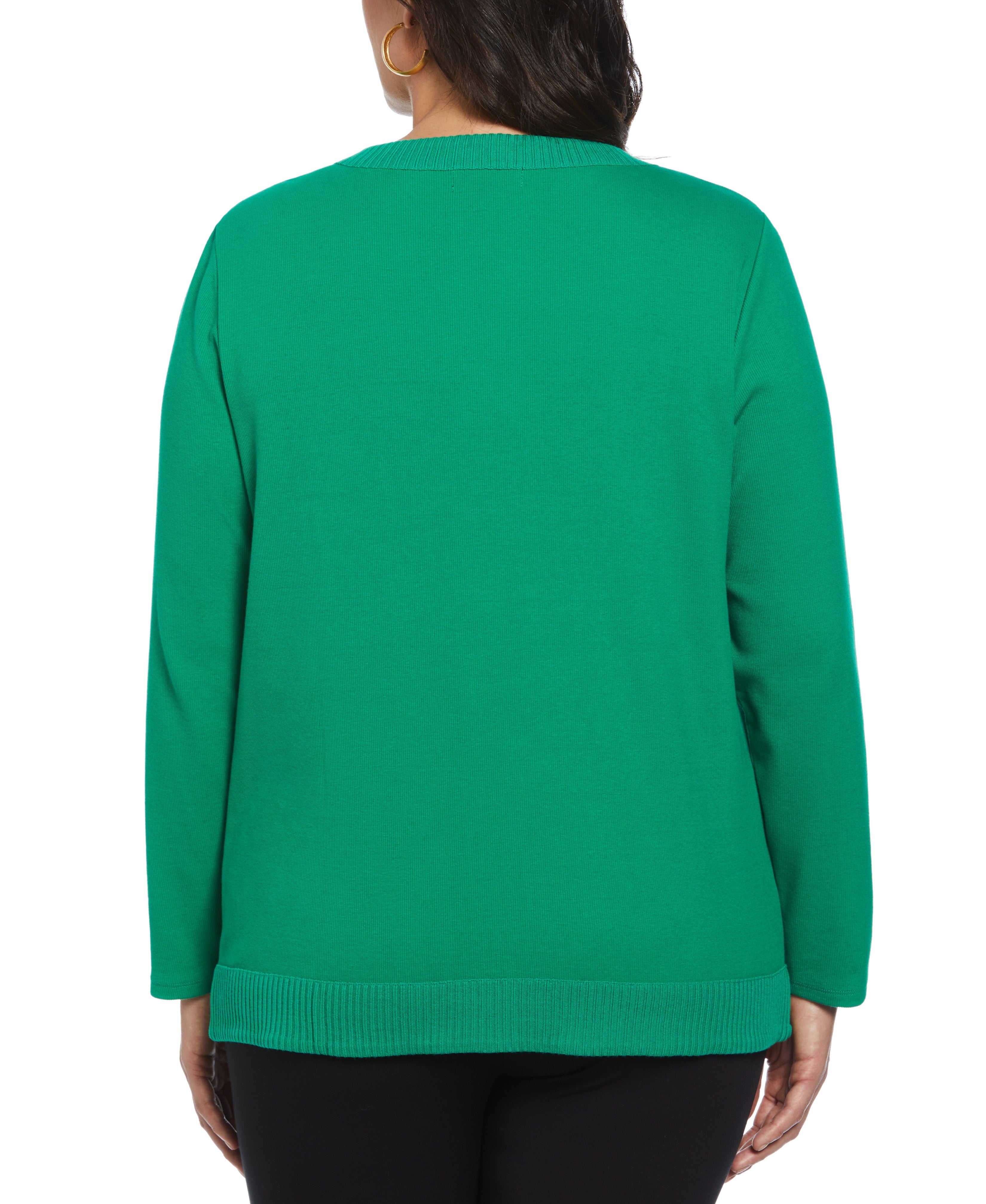 Plus Size Split Neck Chain Detail Top