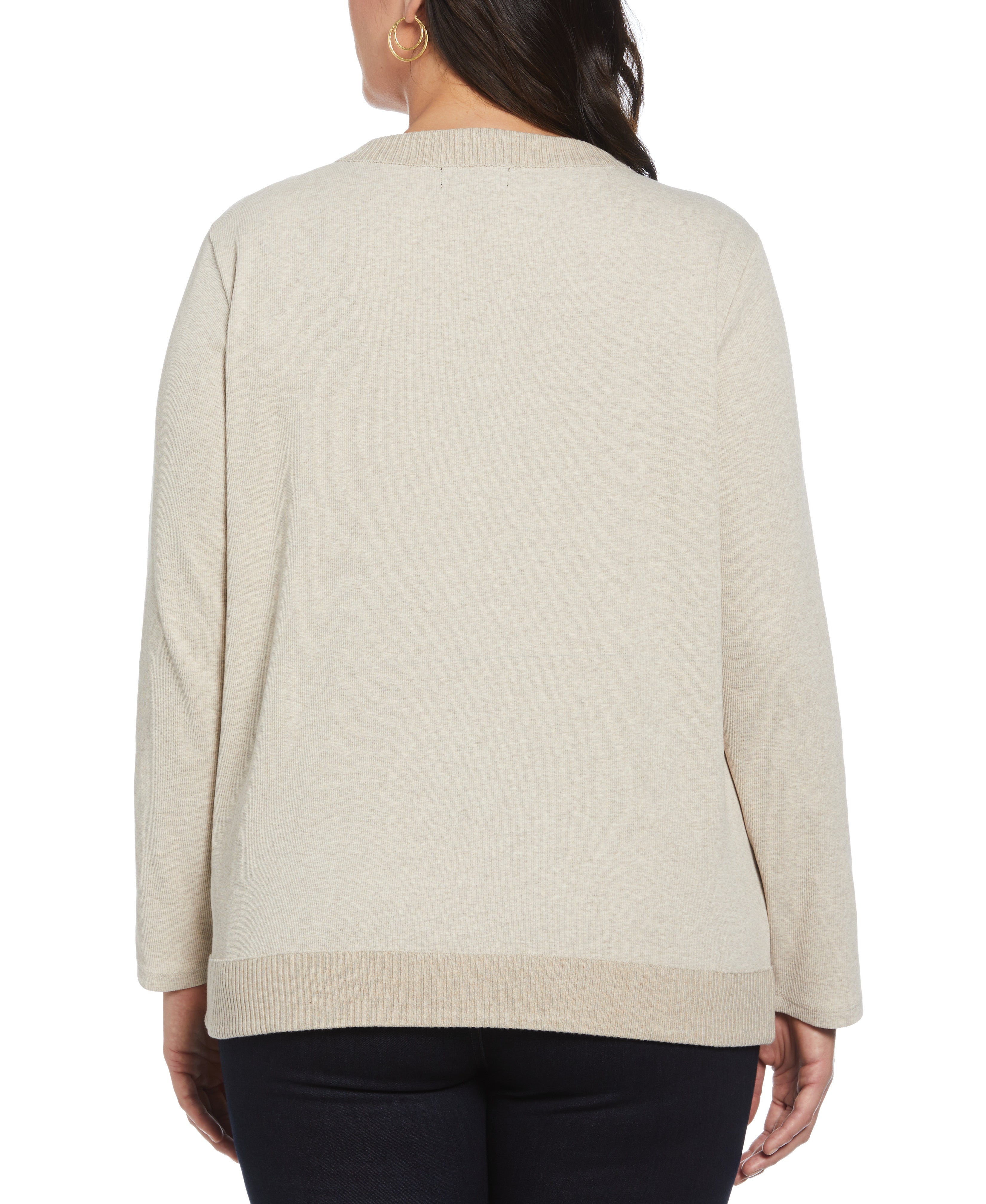 Plus Size Split Neck Chain Detail Top