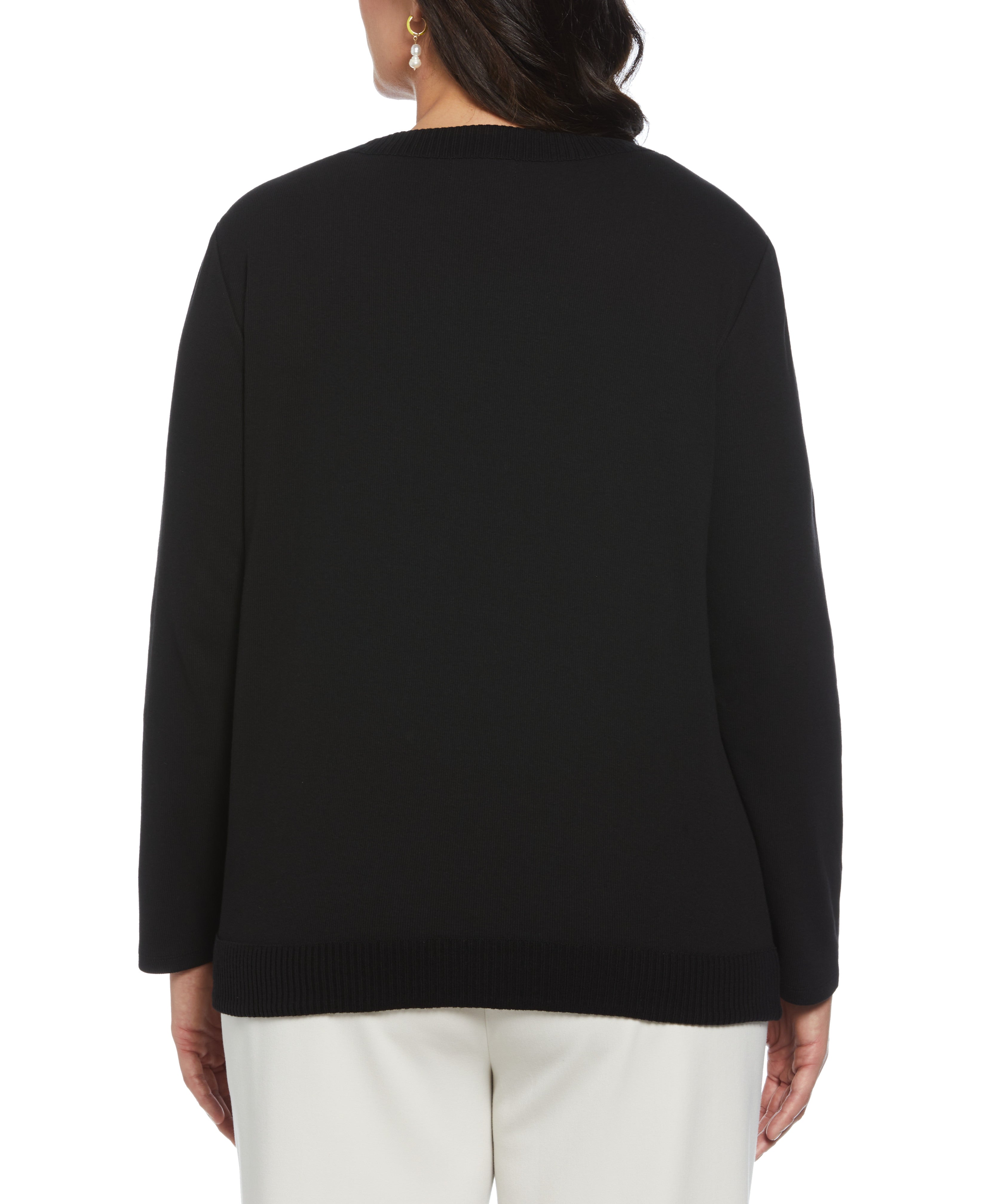 Plus Size Split Neck Chain Detail Top