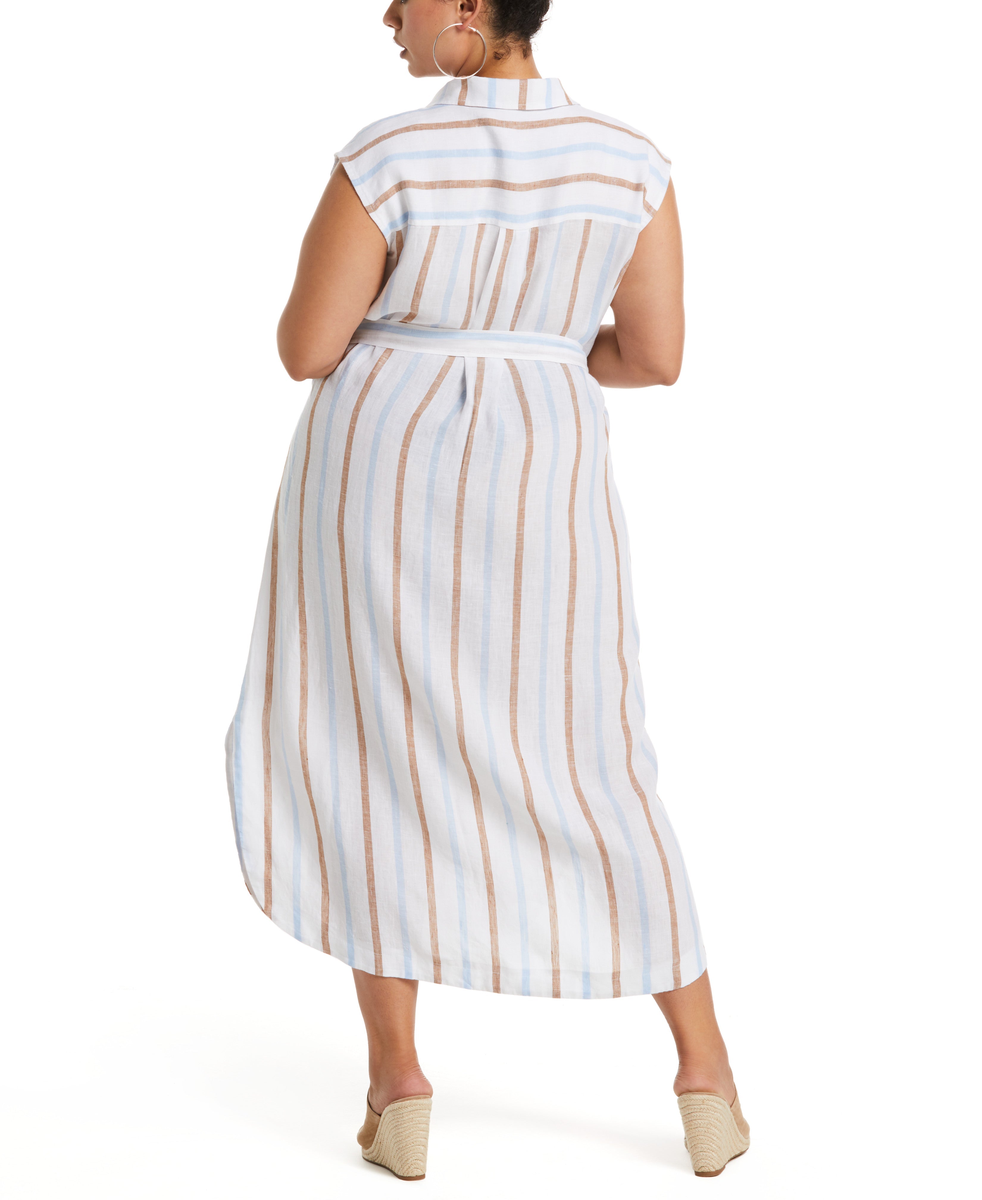 Plus Size Stripe Linen Shirtdress