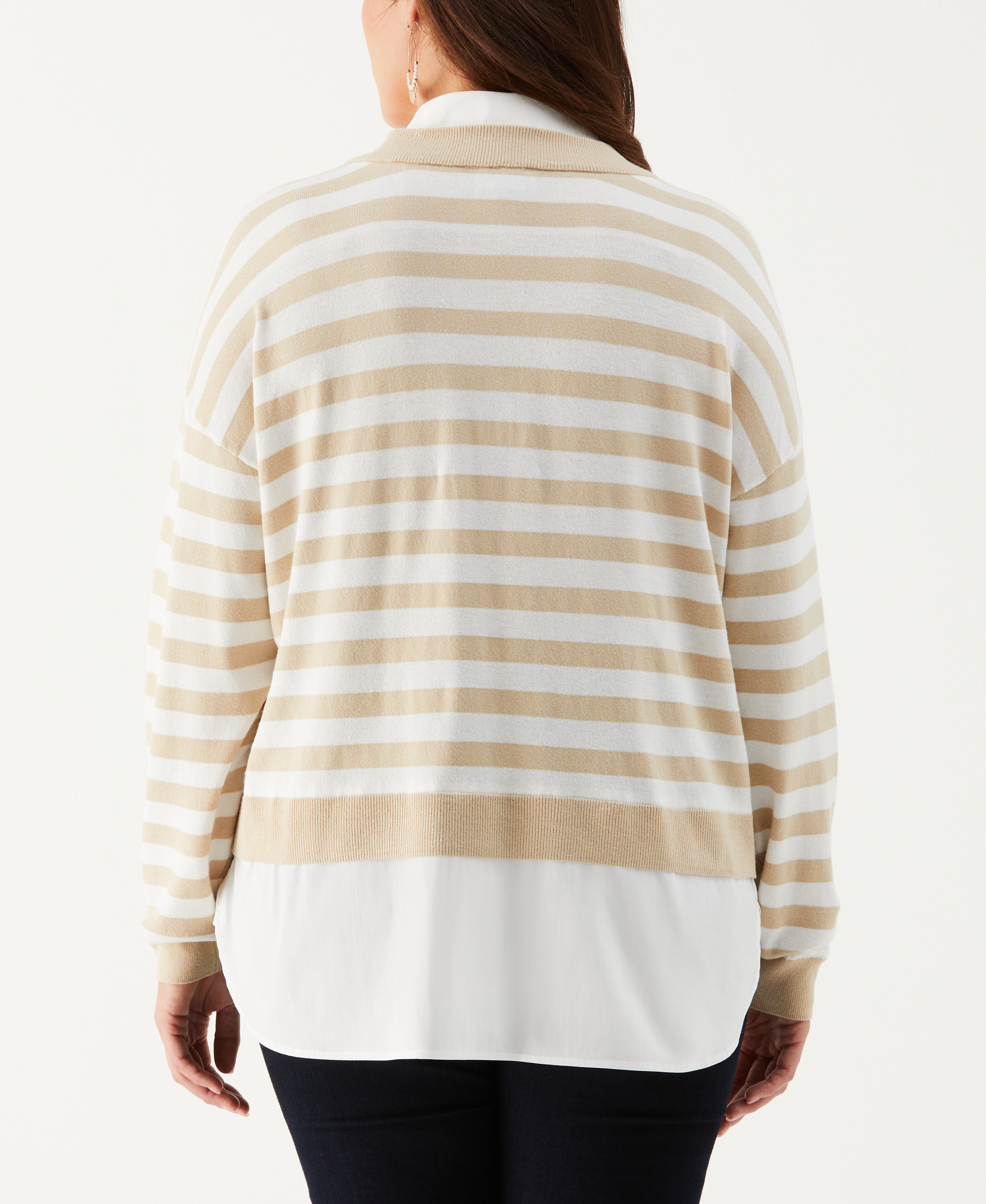 Plus Size Striped Layered Sweater
