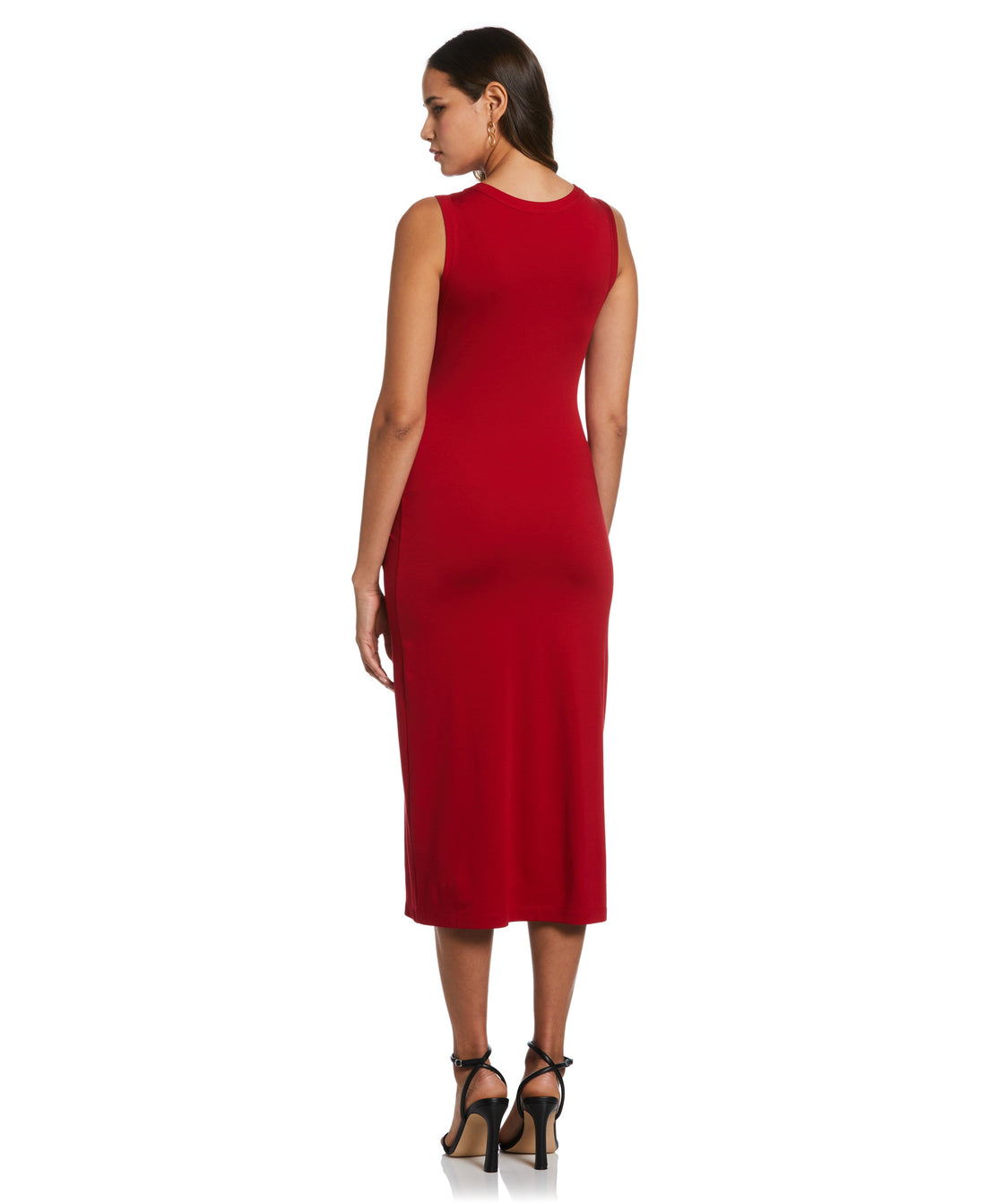 Ponte Knit Twist Front Midi Dress