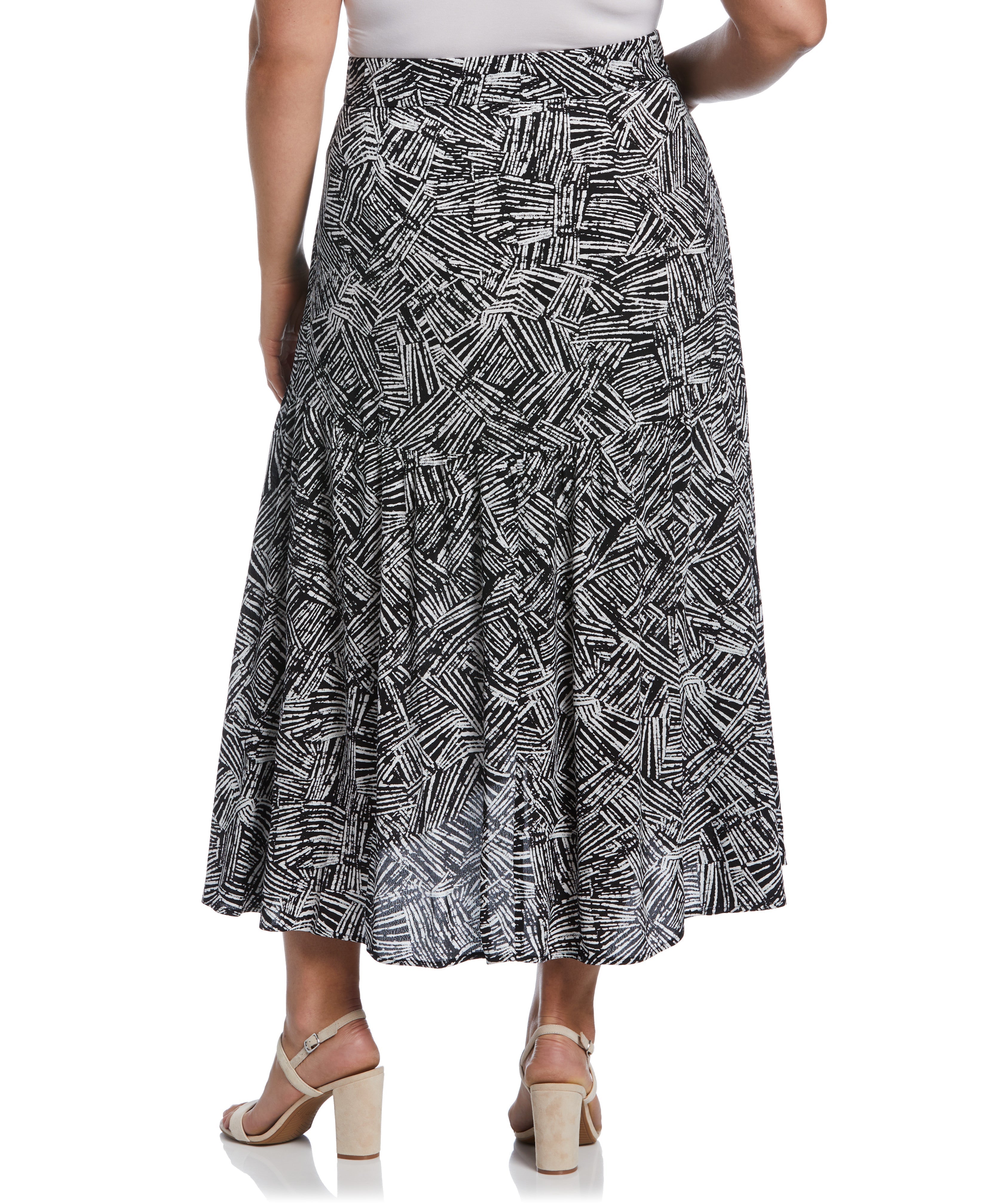 Printed Crepe Faux Wrap Skirt