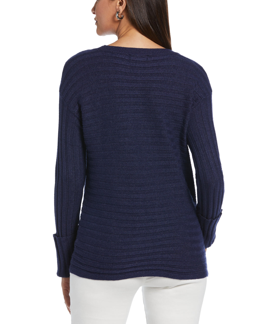 Petite Ribbed Sweater with Button Detail