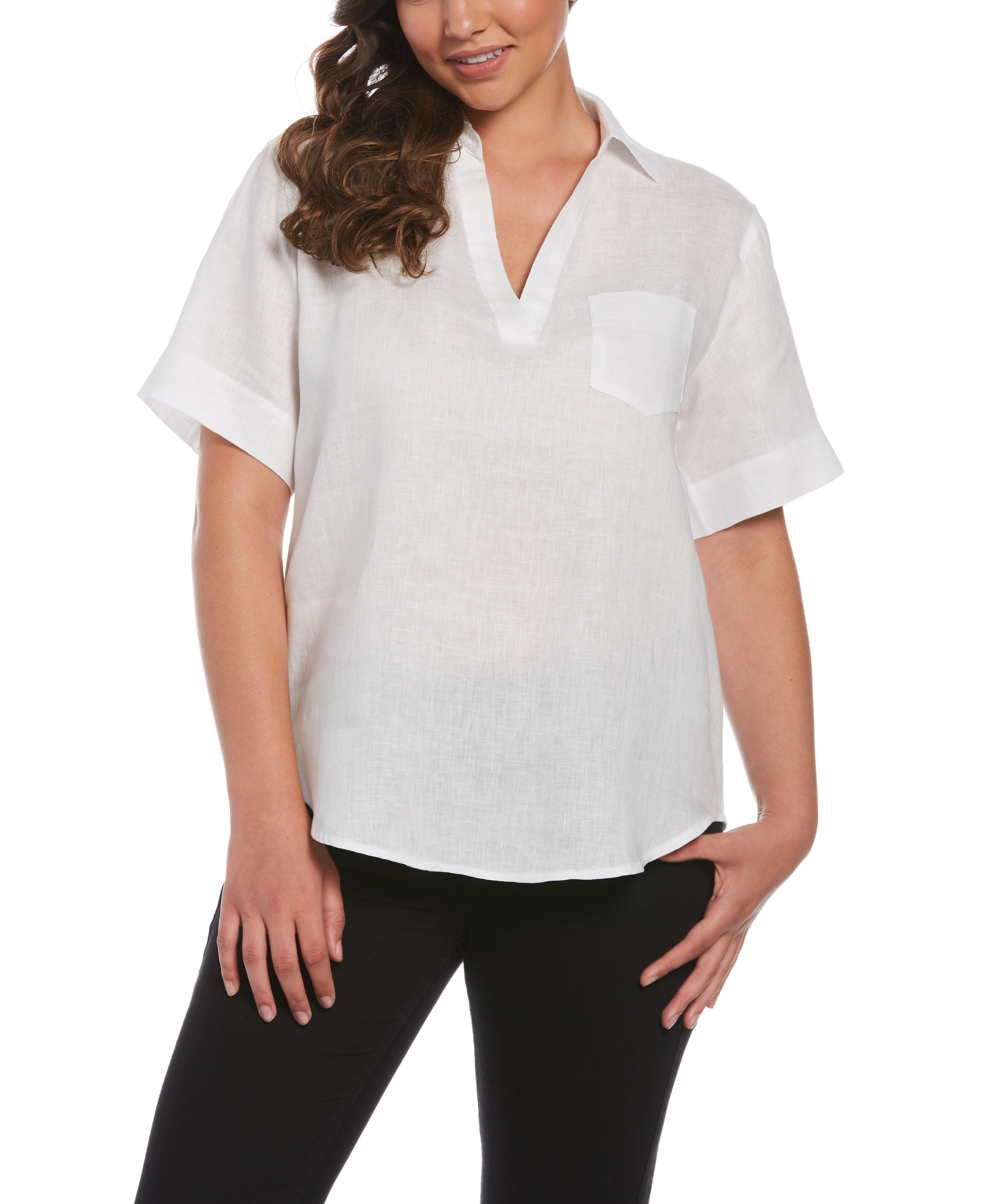 Split Neck Linen Top