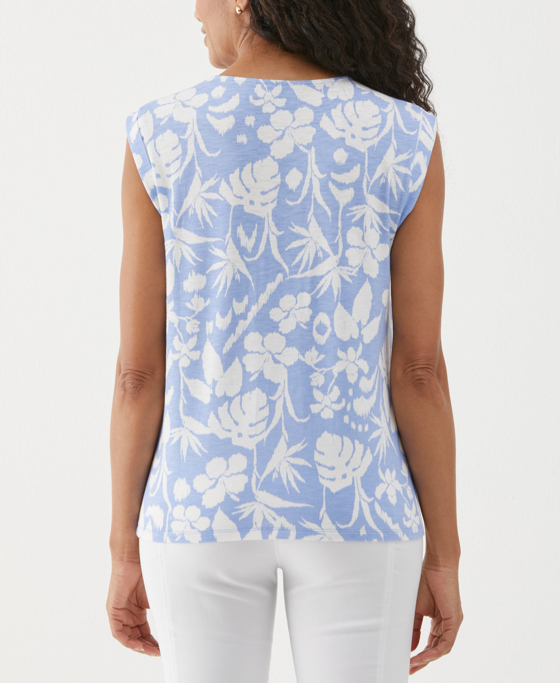 Tropical Print Lace-Up Tank Top