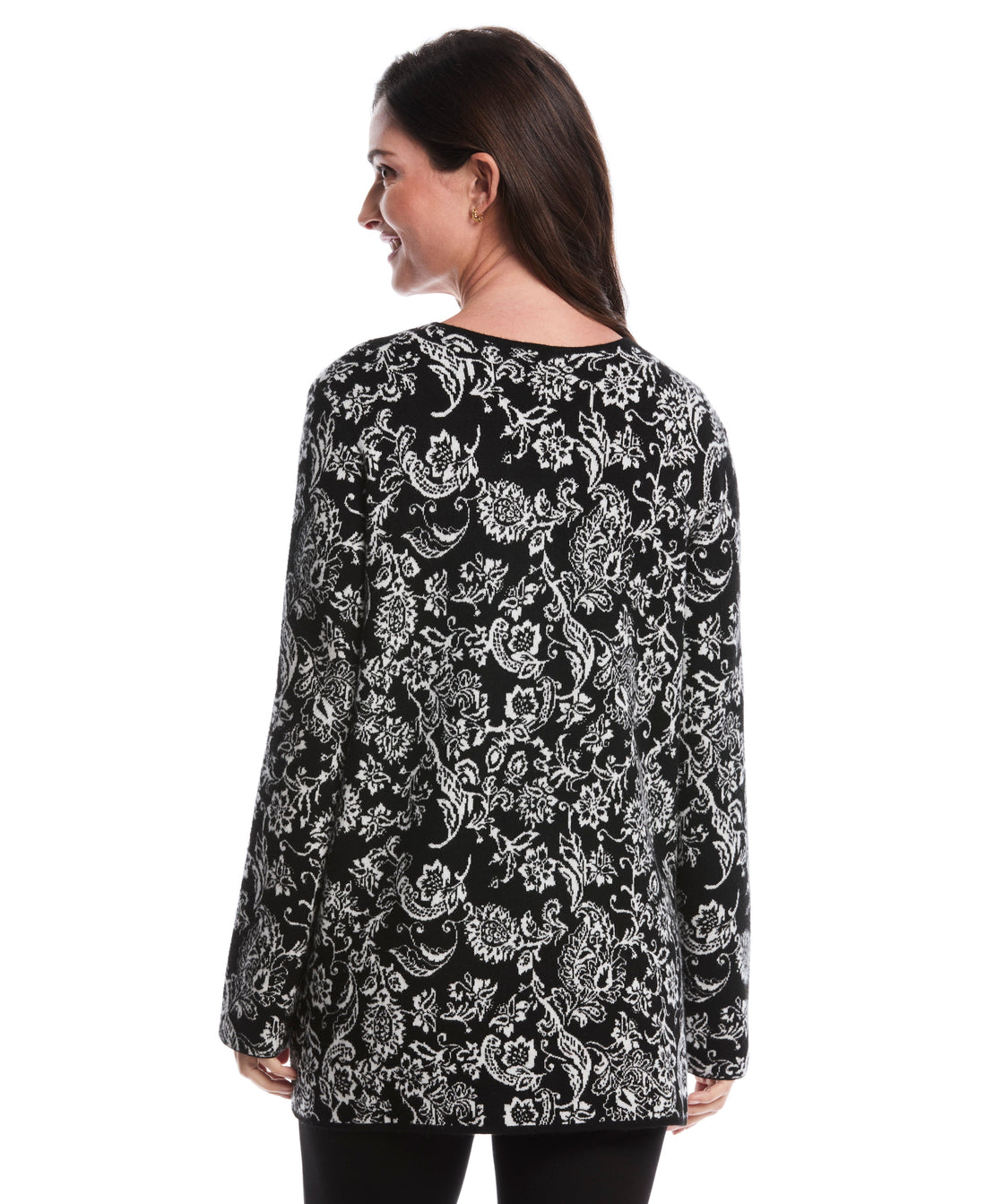 Paisley Print Patch Pocket Open Cardigan