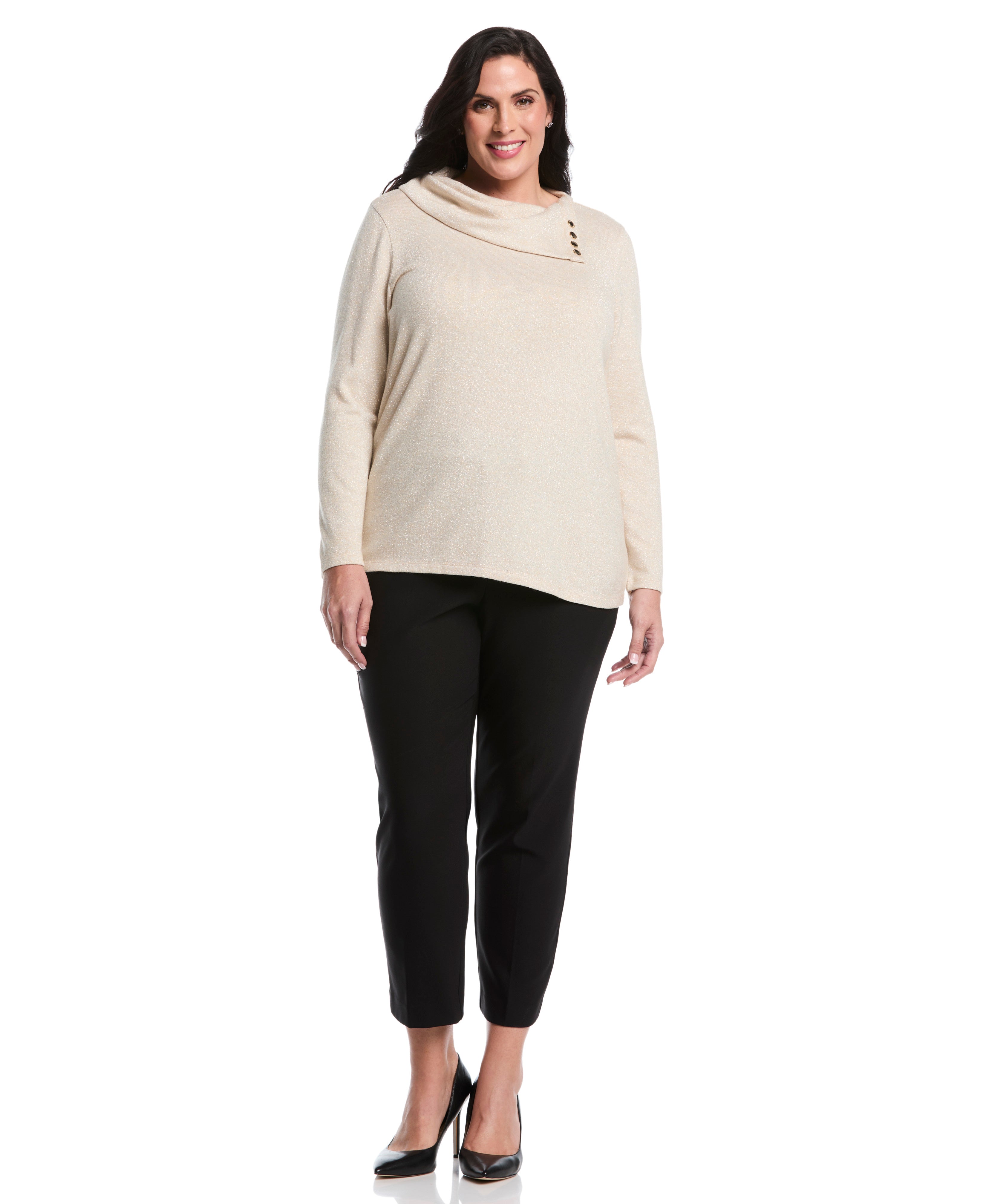 Plus Size Split Collar Top