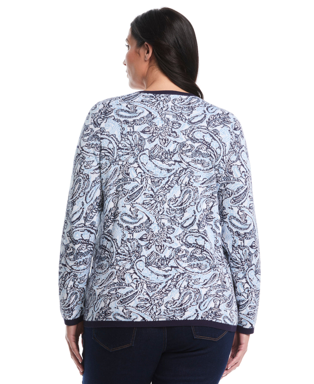 Plus Size Paisley Print Rivet Detail Sweater