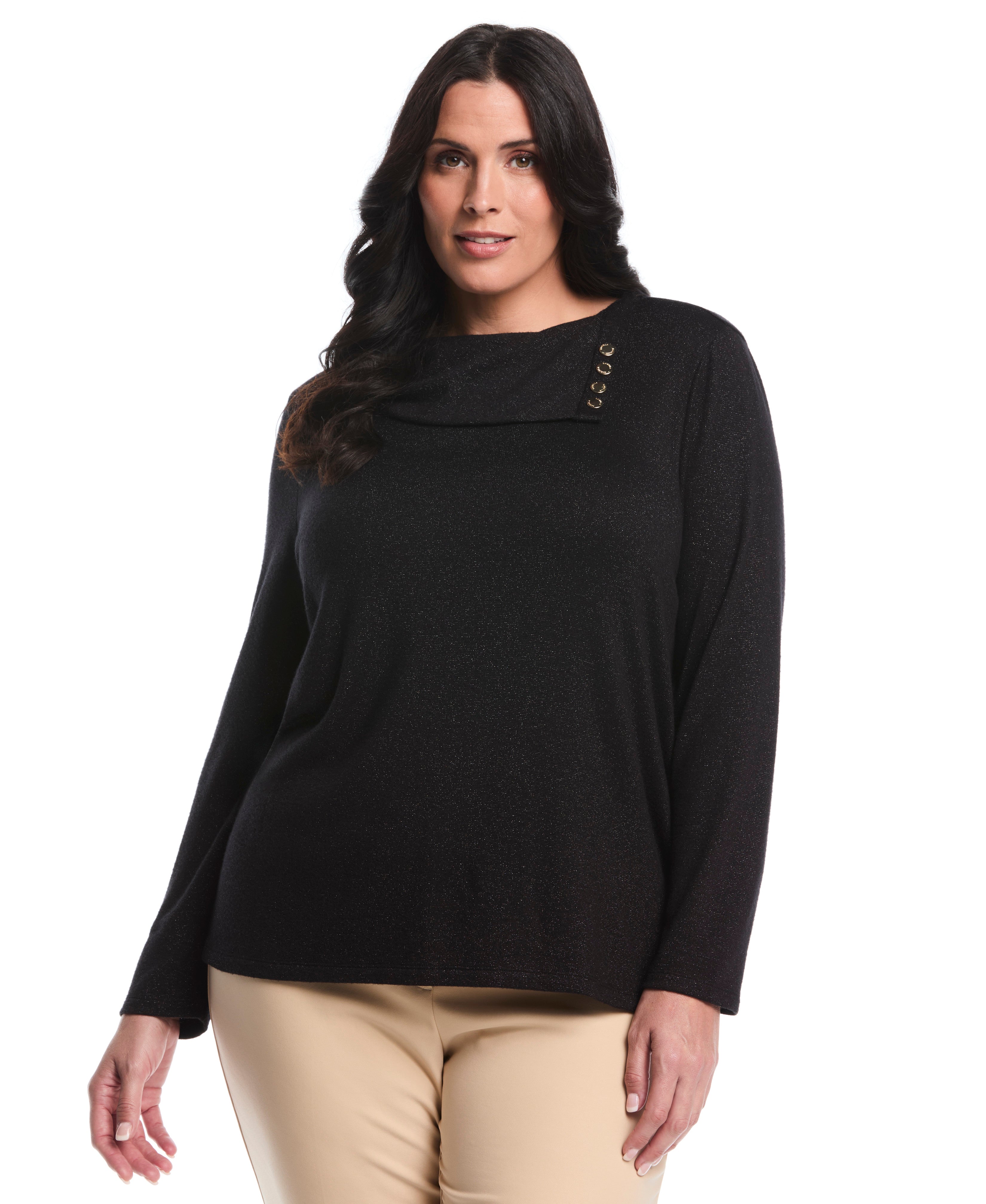 Plus Size Split Collar Top