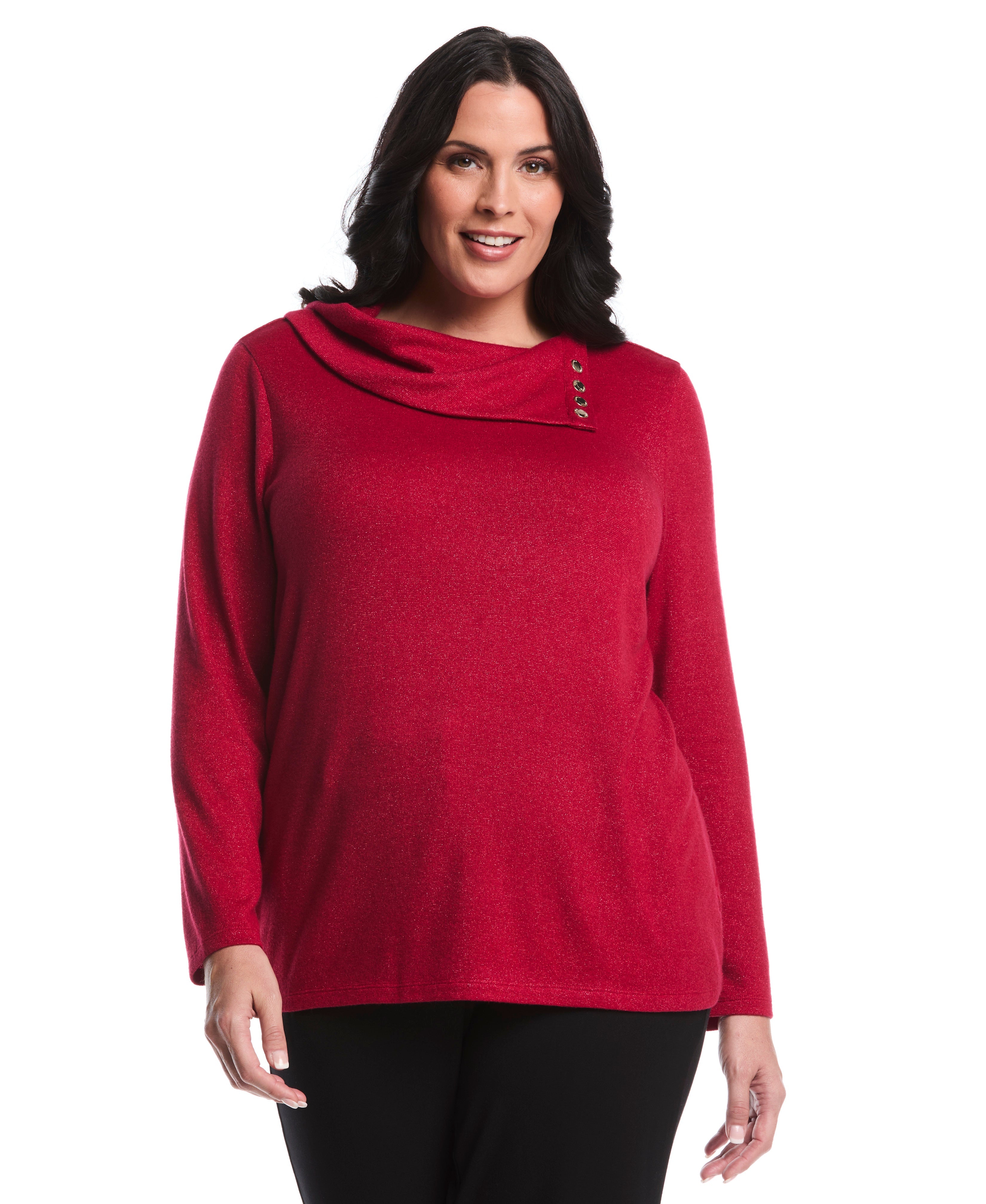 Plus Size Split Collar Top