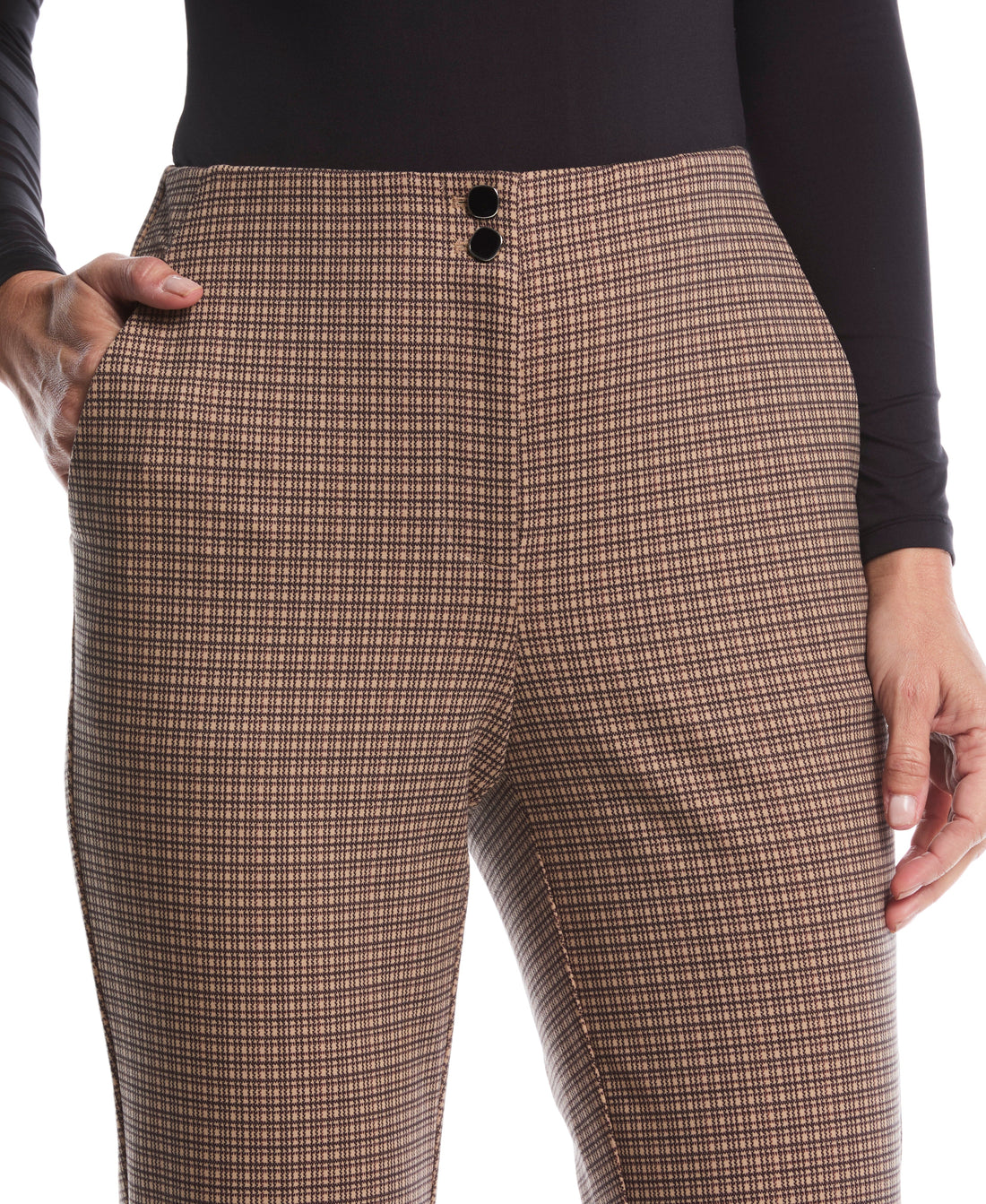 Plaid Print Ponte Bootcut Pant