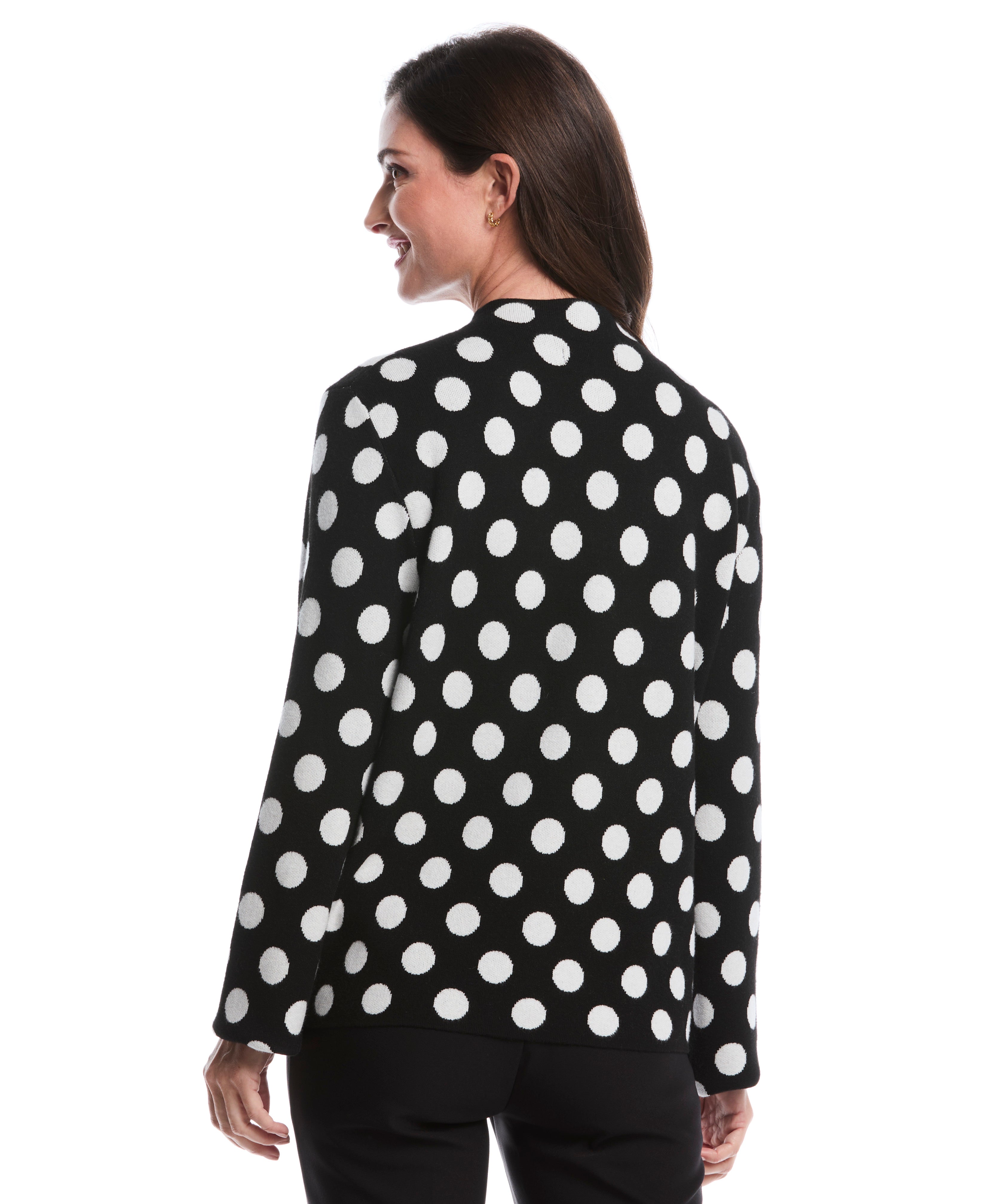 Dot Print Mock Neck Sweater