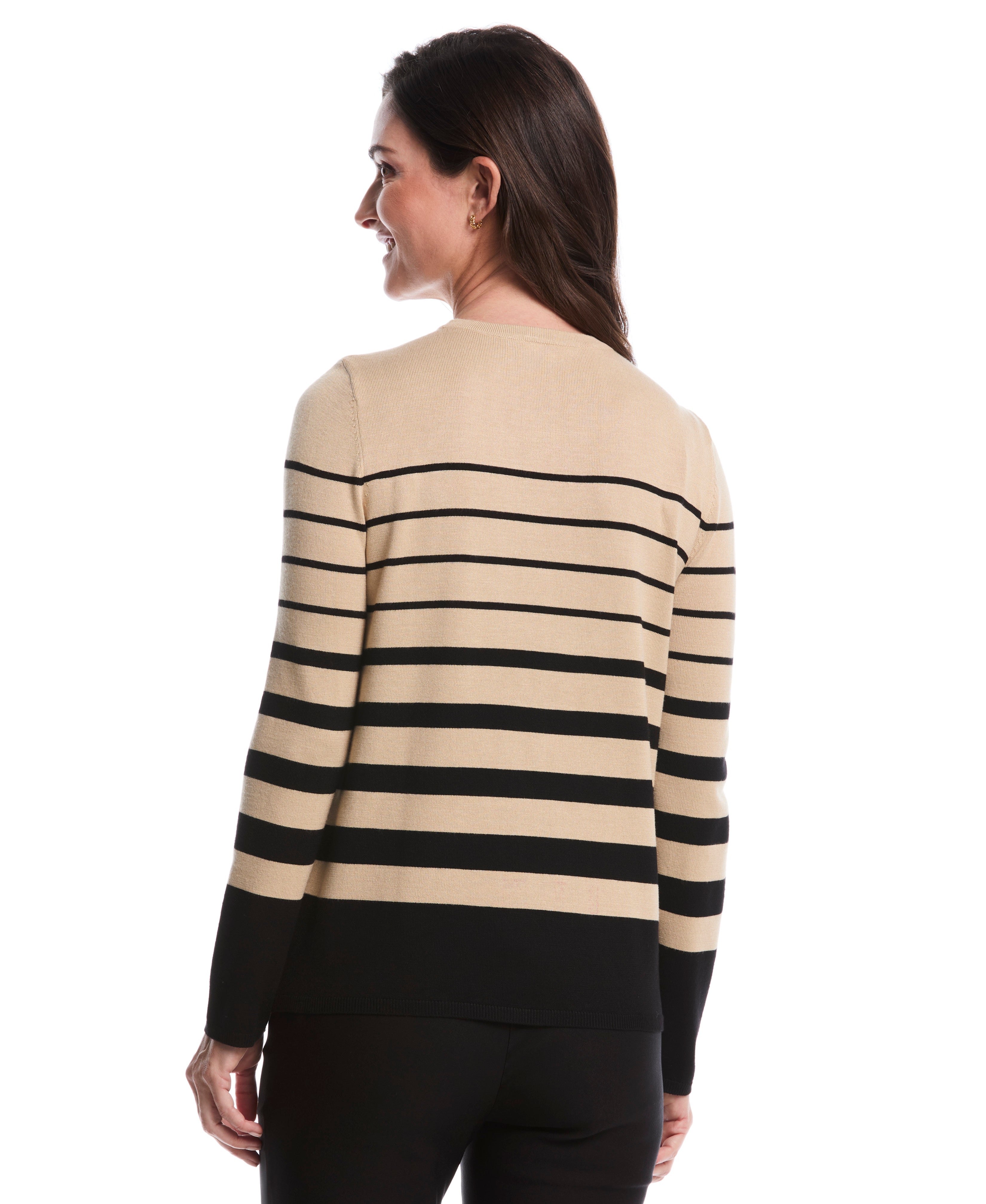 Striped Print Rivet Detail Sweater