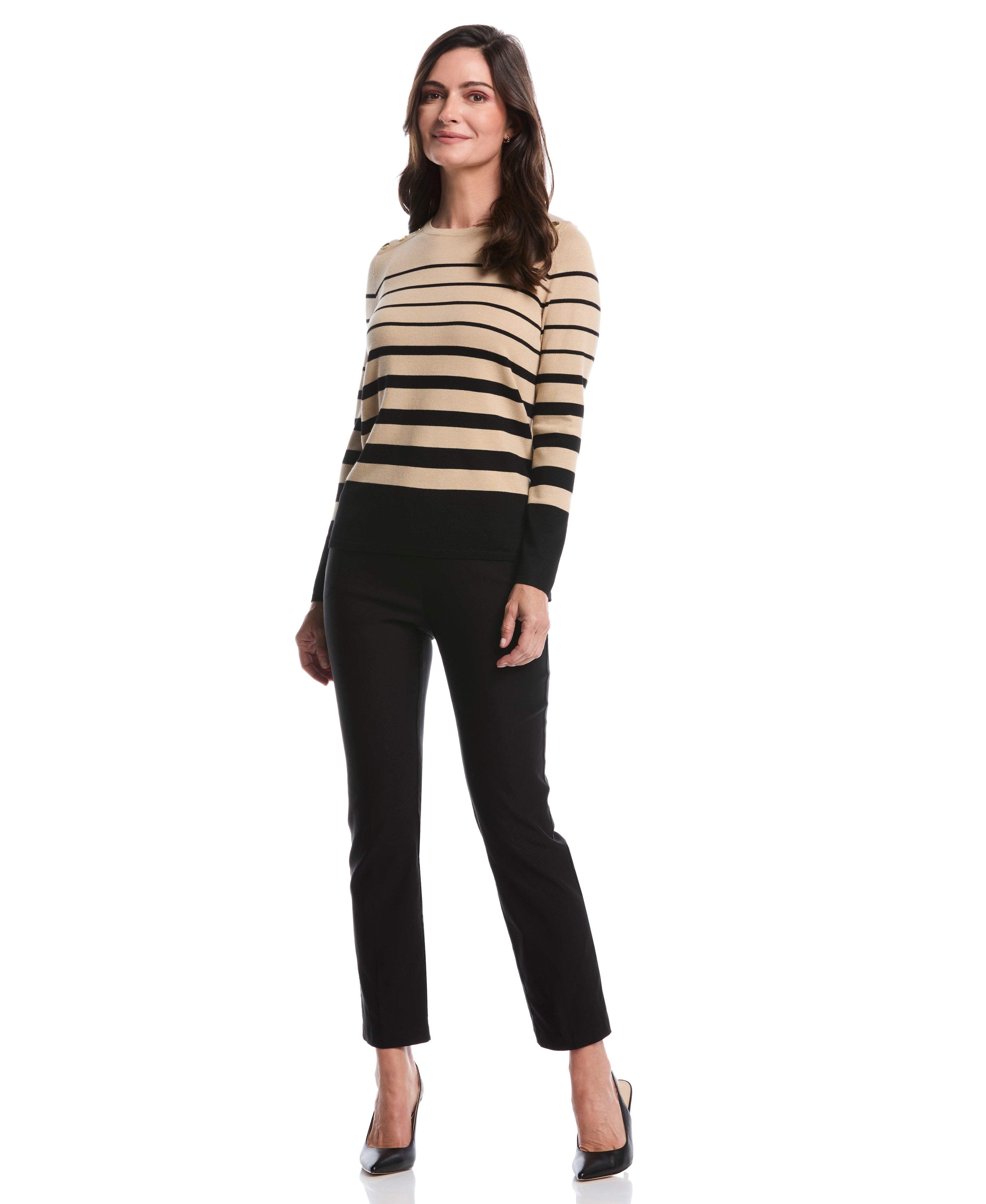 Striped Print Rivet Detail Sweater