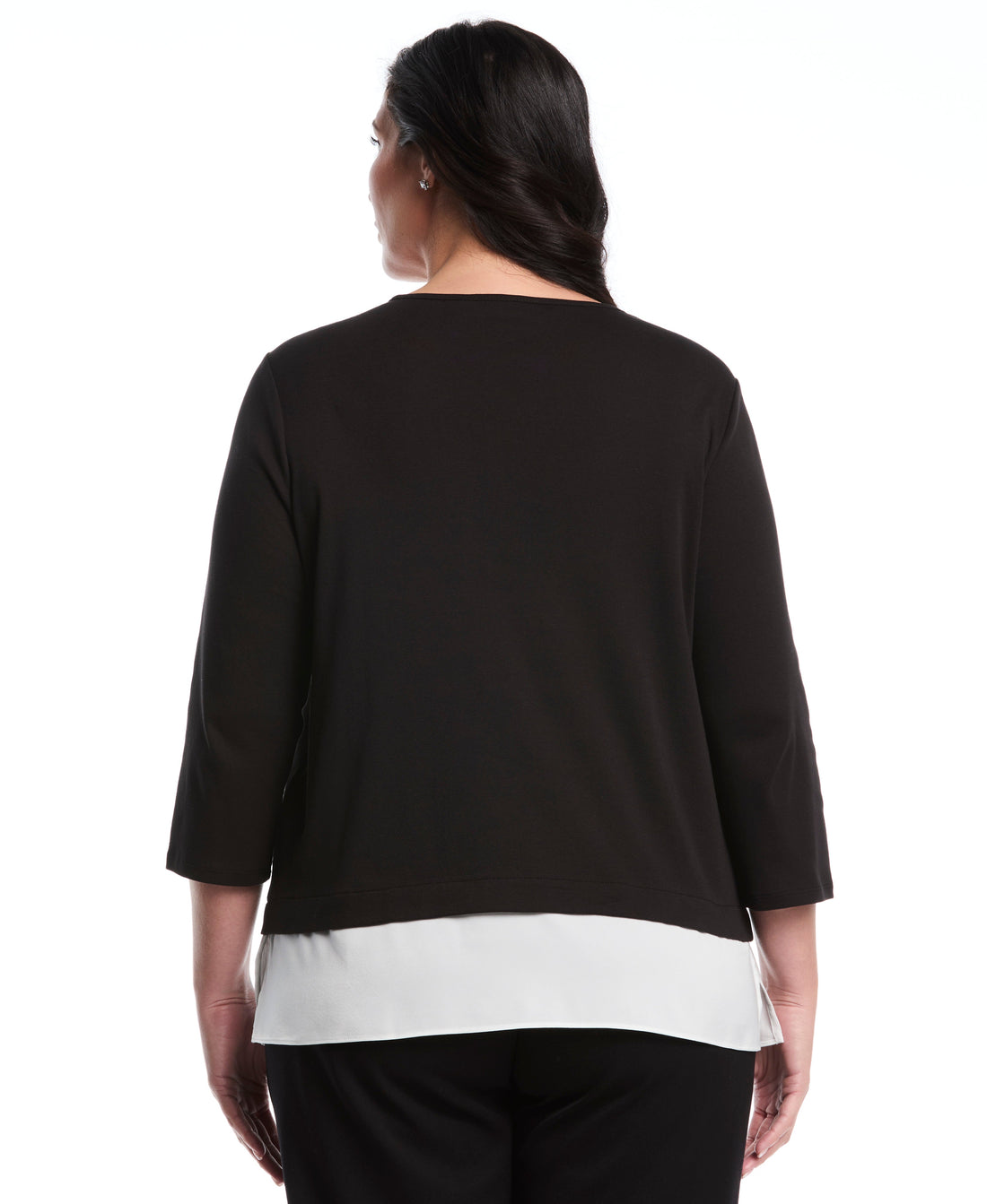 Plus Size Rivet Detail Mixed Media Layered Top