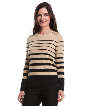 Striped Print Rivet Detail Sweater
