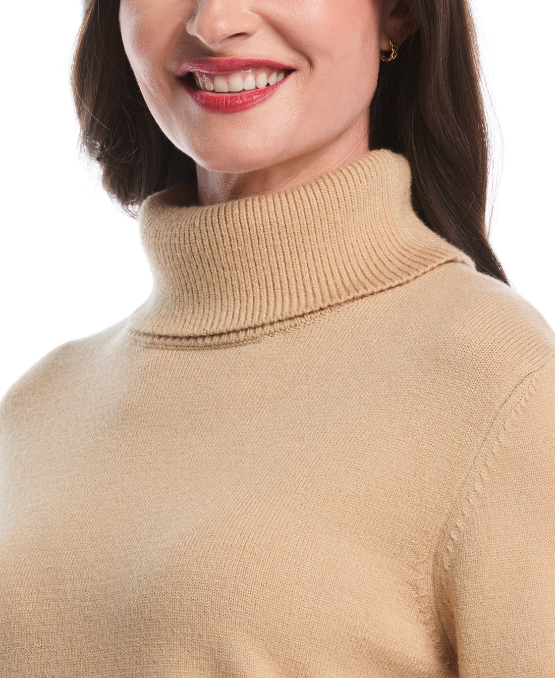 Color Block Trim Turtleneck Sweater