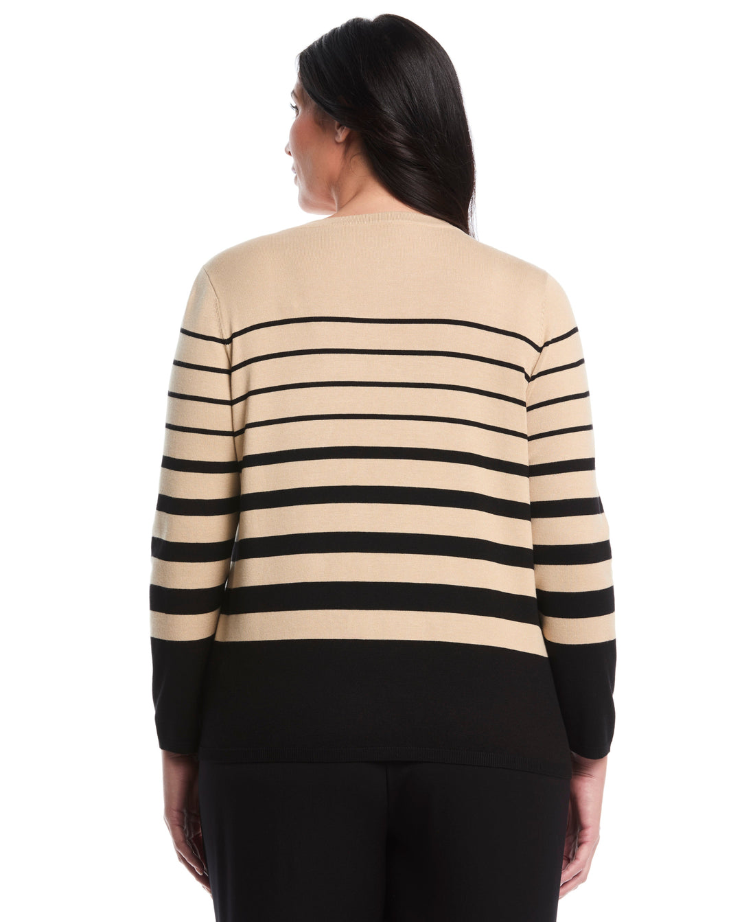 Plus Size Striped Print Rivet Detail Sweater